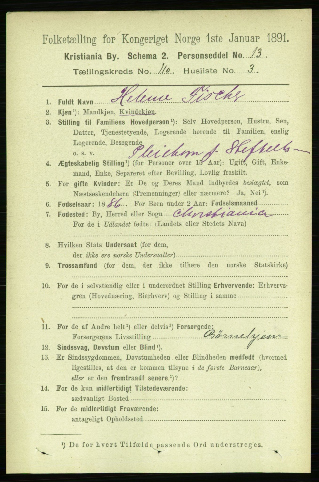 RA, 1891 census for 0301 Kristiania, 1891, p. 57191
