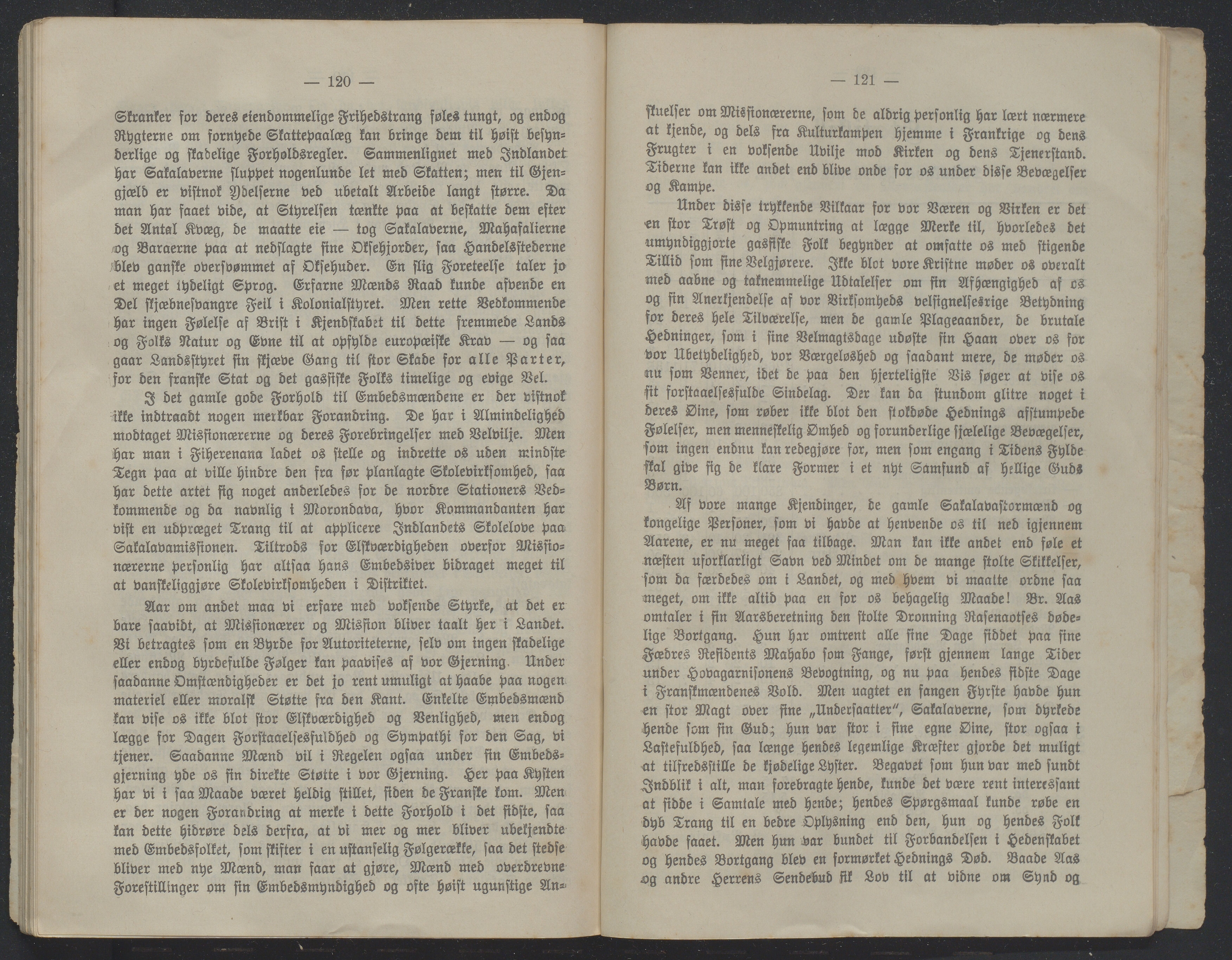 Det Norske Misjonsselskap - hovedadministrasjonen, VID/MA-A-1045/D/Db/Dba/L0340/0005: Beretninger, Bøker, Skrifter o.l   / Årsberetninger. Heftet. 63. , 1904, p. 120-121