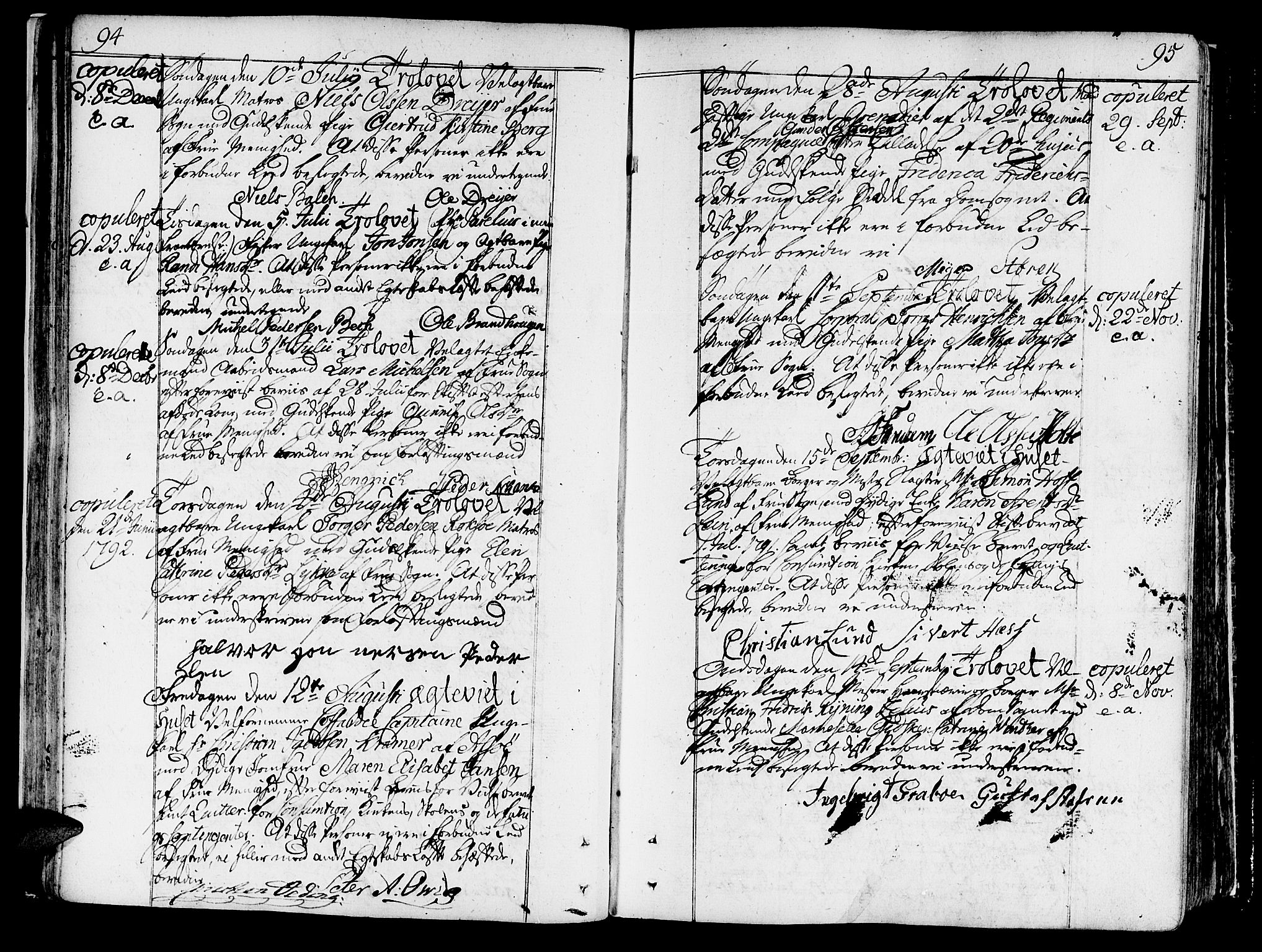 Ministerialprotokoller, klokkerbøker og fødselsregistre - Sør-Trøndelag, AV/SAT-A-1456/602/L0105: Parish register (official) no. 602A03, 1774-1814, p. 94-95