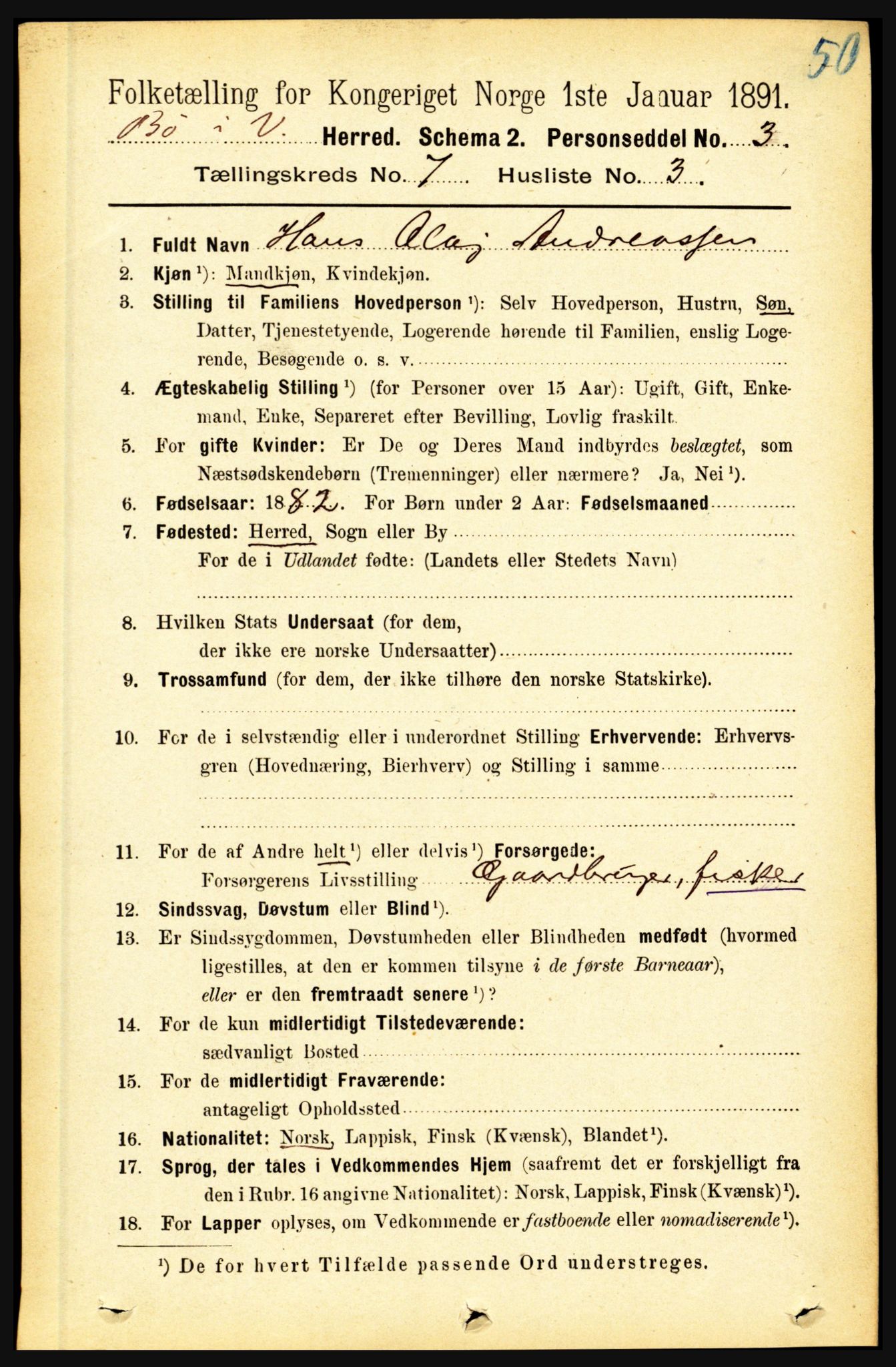 RA, 1891 census for 1867 Bø, 1891, p. 2505