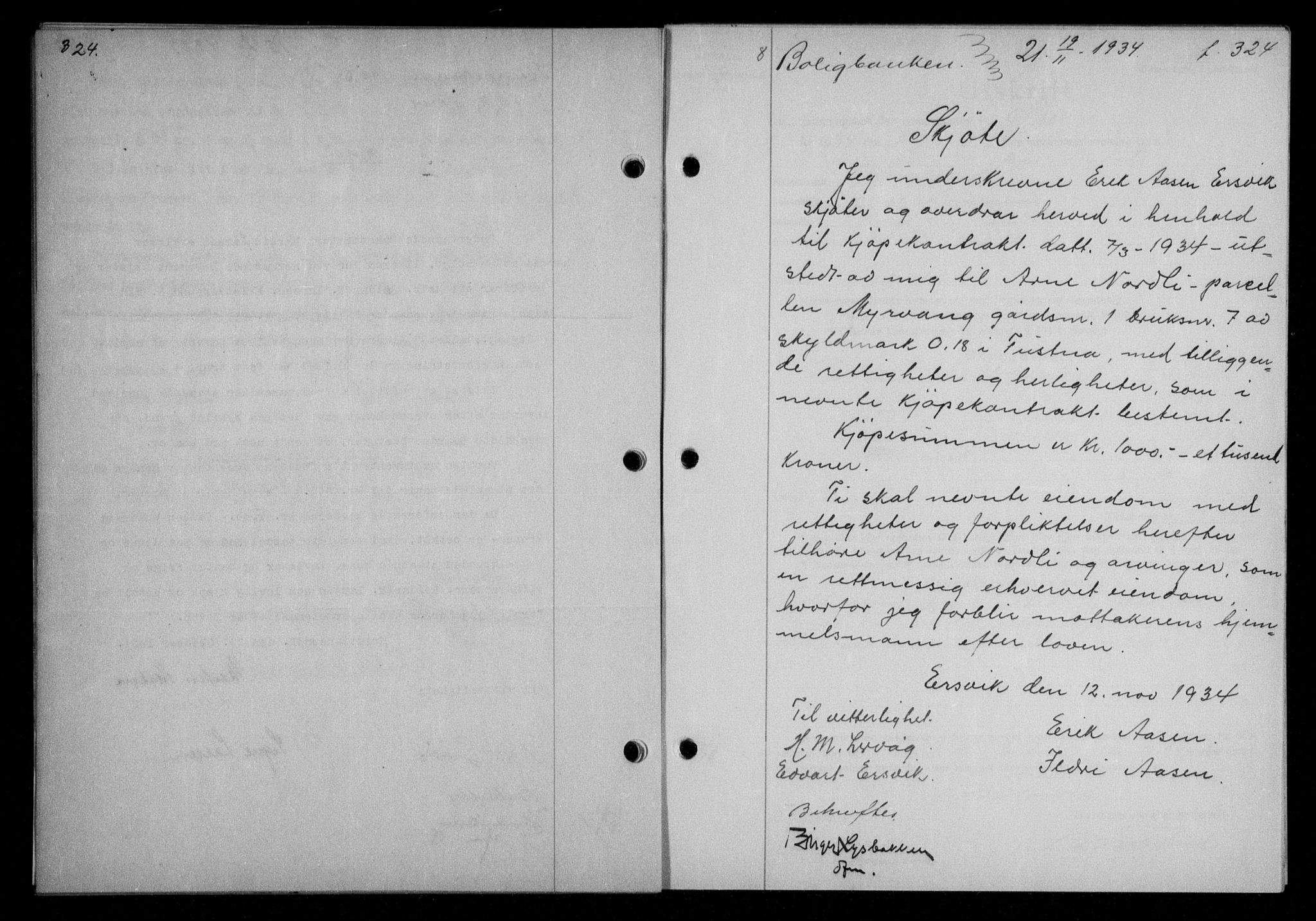 Nordmøre sorenskriveri, AV/SAT-A-4132/1/2/2Ca/L0082: Mortgage book no. 72, 1934-1934, Deed date: 19.11.1934