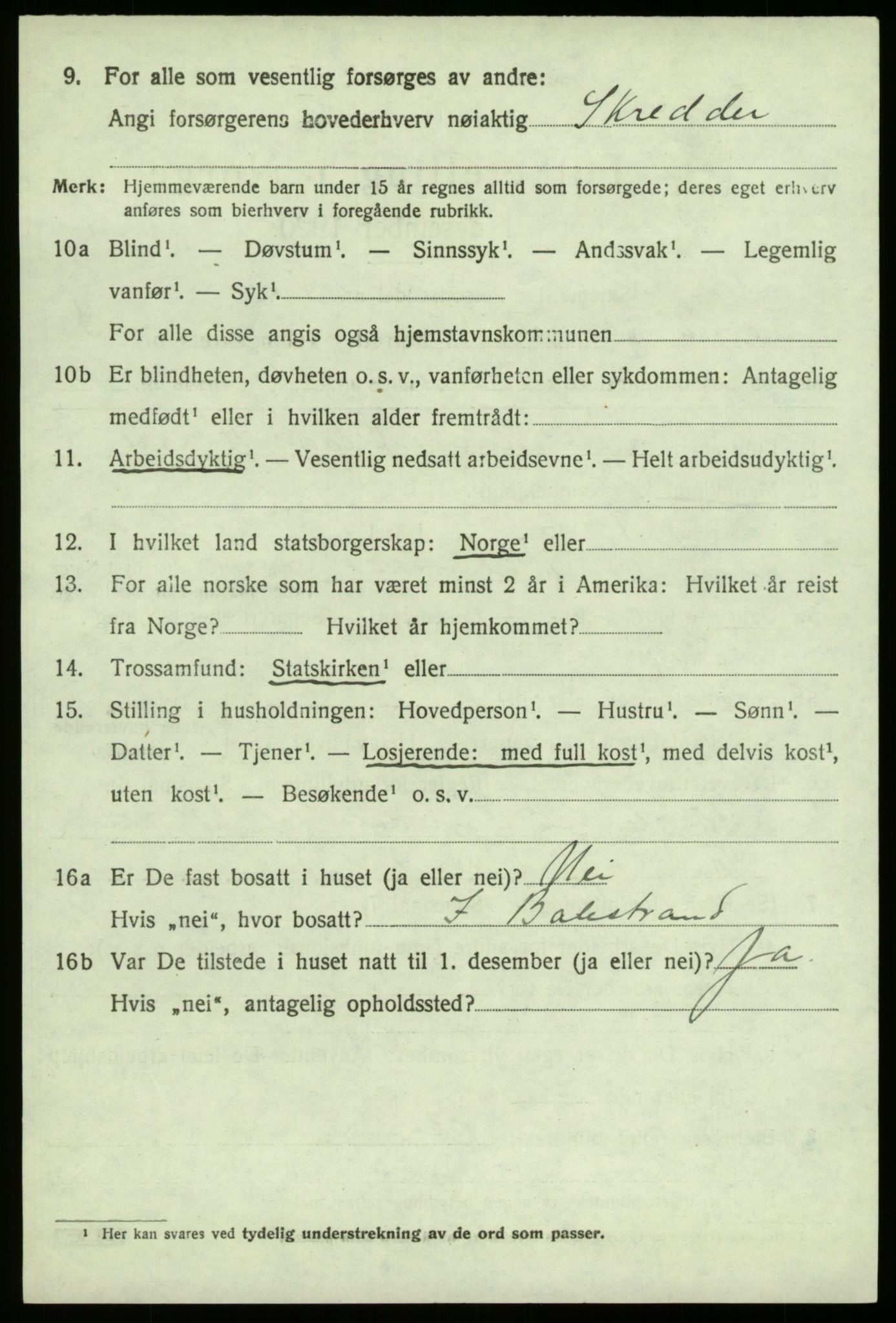 SAB, 1920 census for Sogndal, 1920, p. 2304