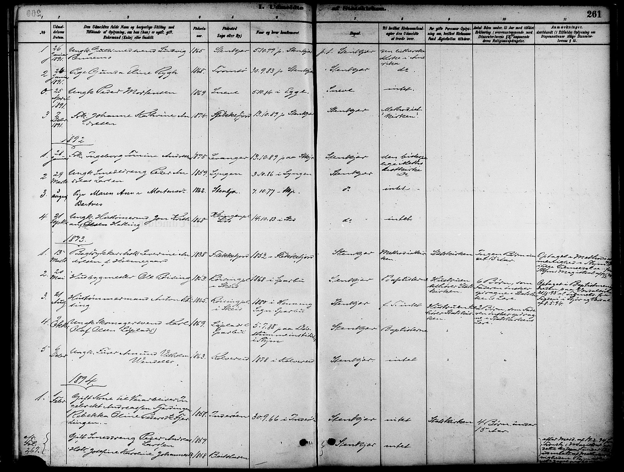 Ministerialprotokoller, klokkerbøker og fødselsregistre - Nord-Trøndelag, SAT/A-1458/739/L0371: Parish register (official) no. 739A03, 1881-1895, p. 261