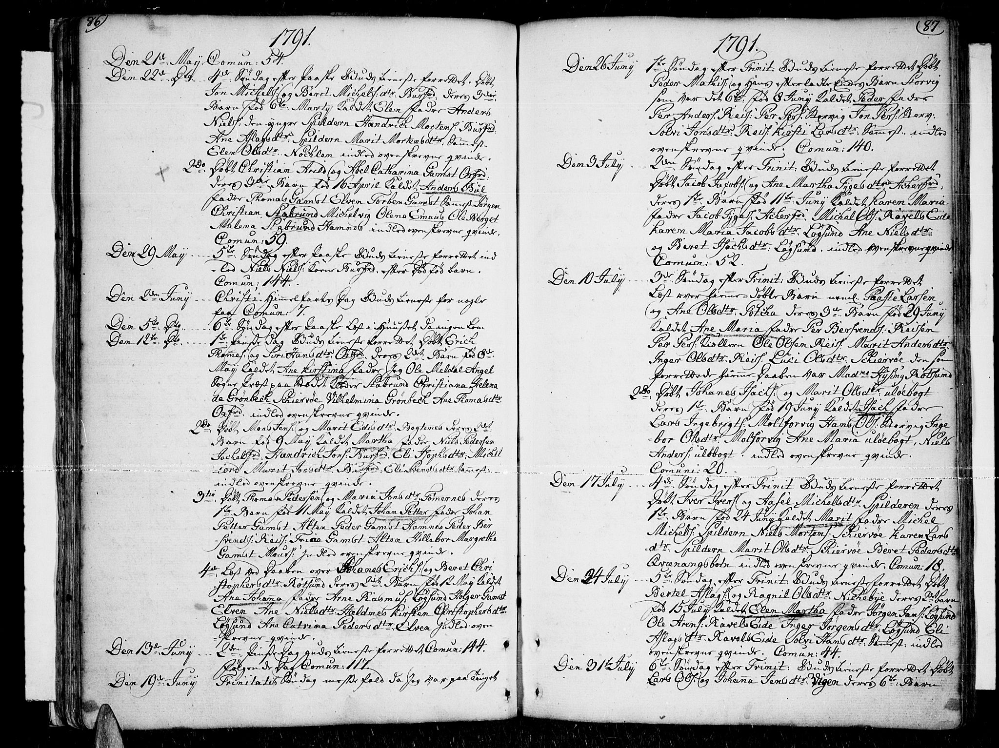 Skjervøy sokneprestkontor, SATØ/S-1300/H/Ha/Haa/L0002kirke: Parish register (official) no. 2, 1781-1817, p. 86-87