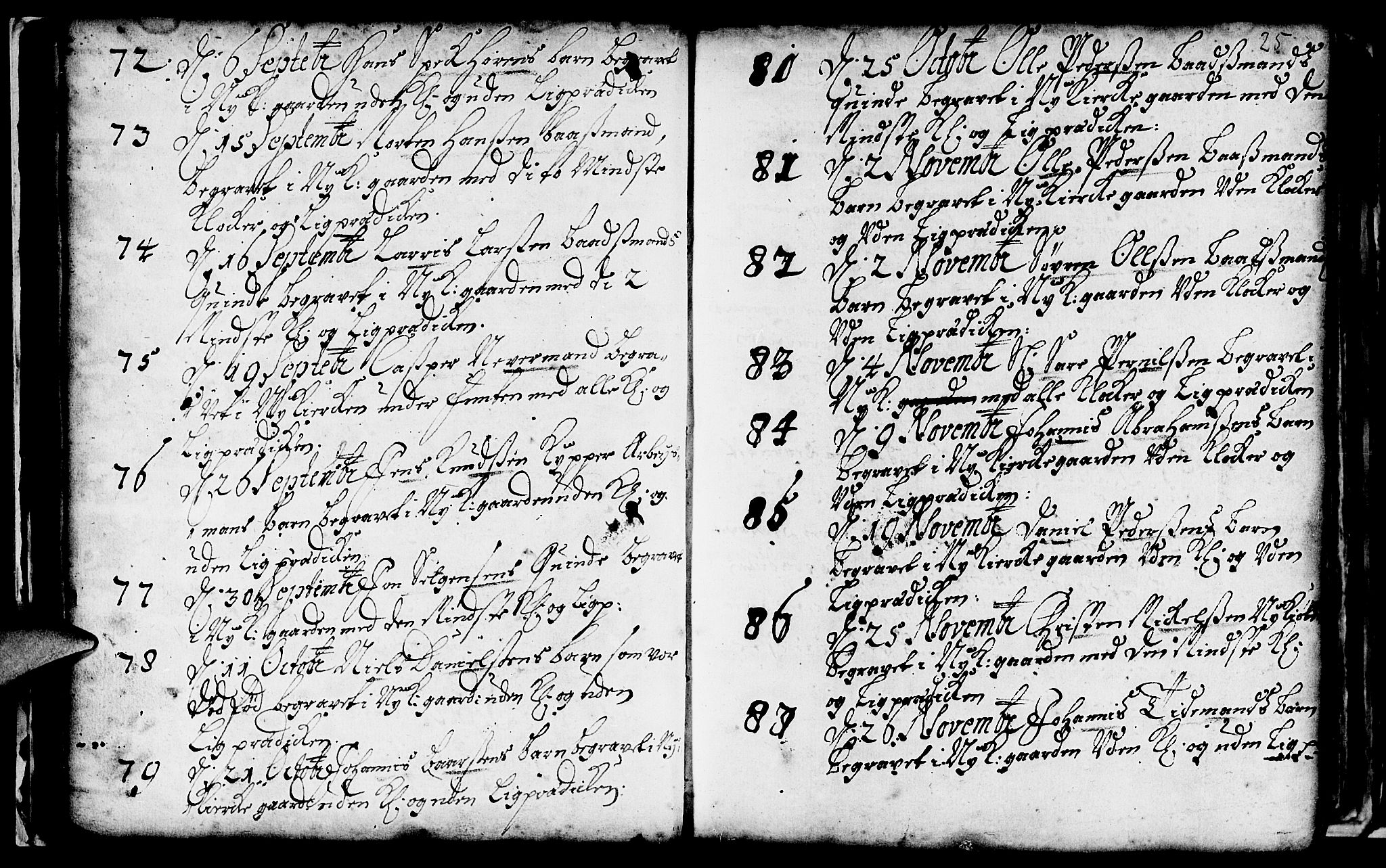 Nykirken Sokneprestembete, SAB/A-77101/H/Haa/L0009: Parish register (official) no. A 9, 1689-1759, p. 25