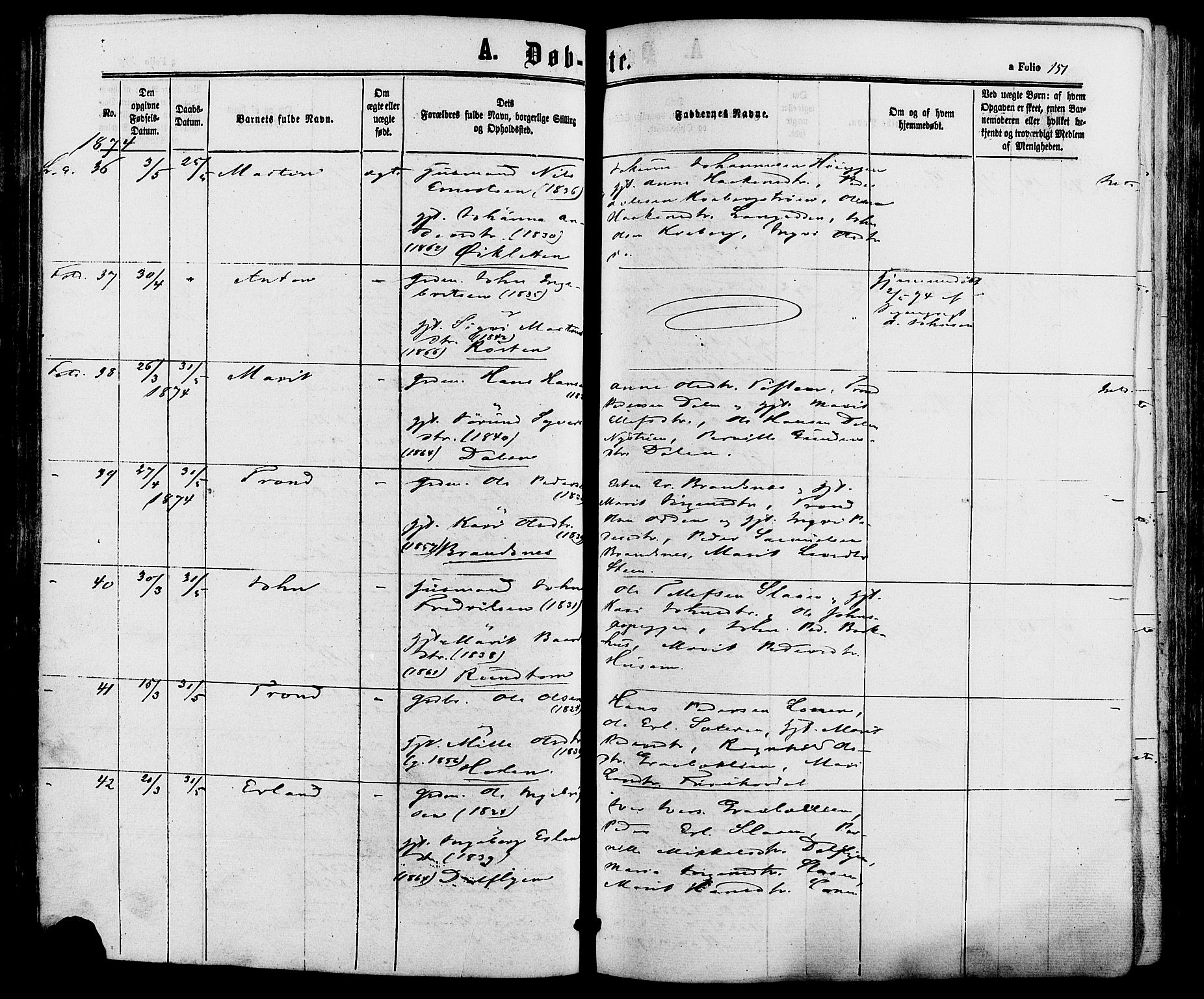Alvdal prestekontor, SAH/PREST-060/H/Ha/Haa/L0001: Parish register (official) no. 1, 1863-1882, p. 151