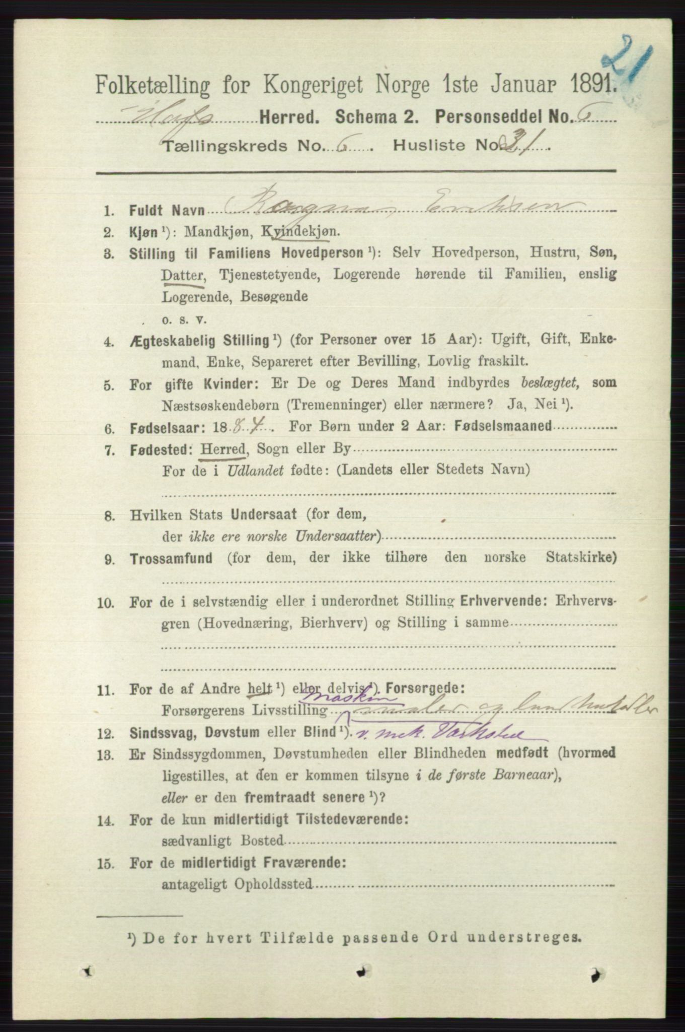 RA, 1891 census for 0714 Hof, 1891, p. 1981