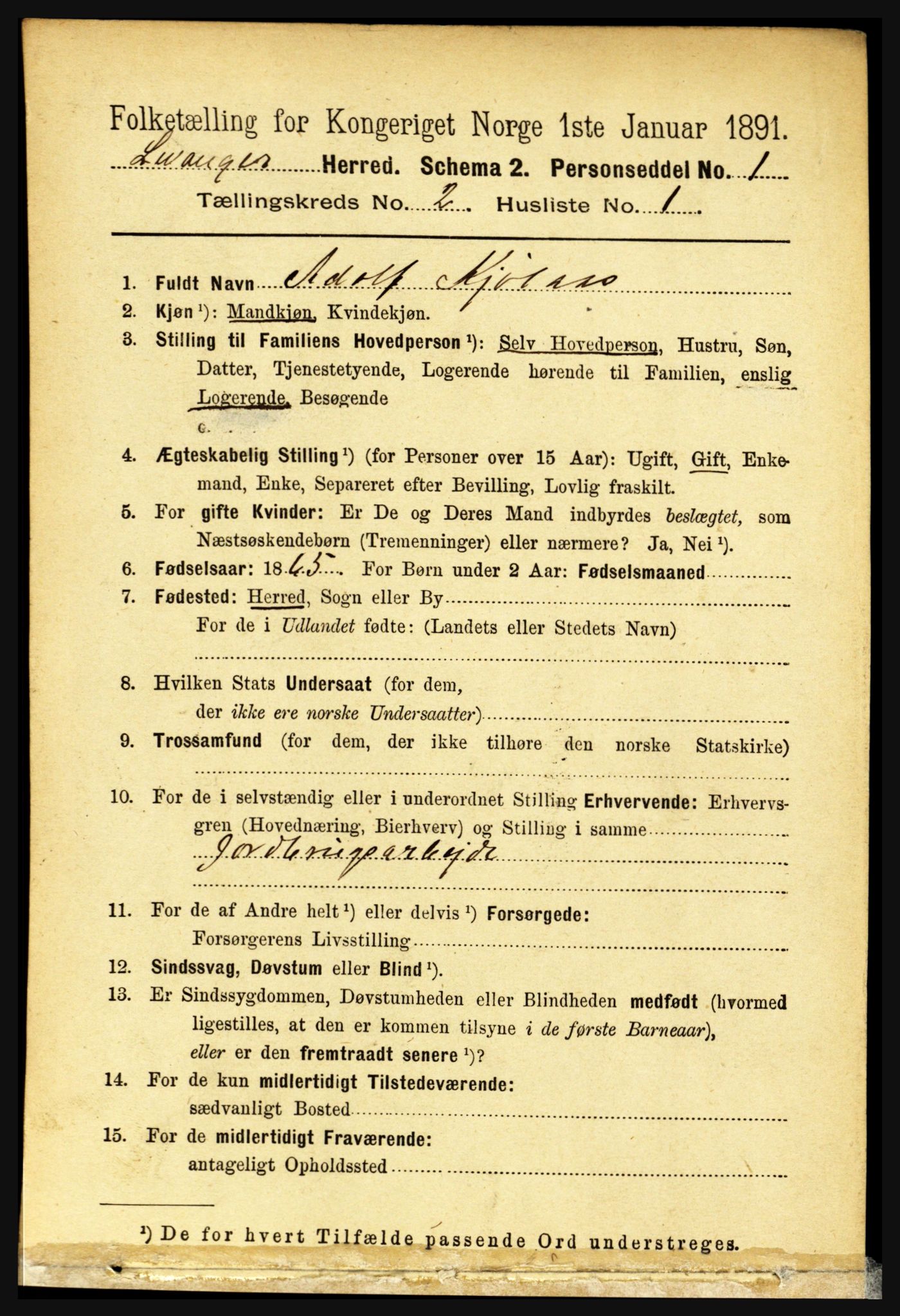 RA, 1891 census for 1720 Levanger, 1891, p. 867