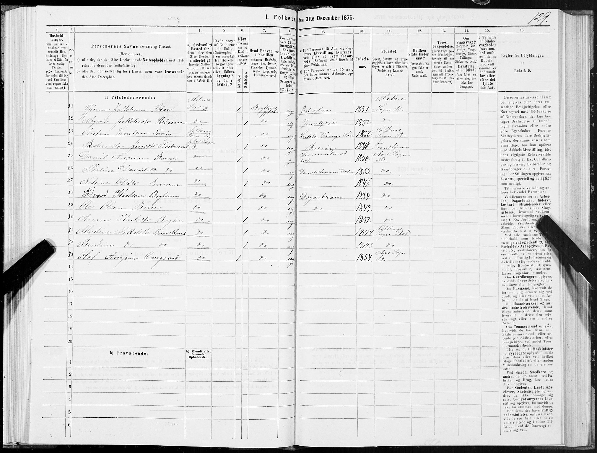 SAT, 1875 census for 1727P Beitstad, 1875, p. 6129