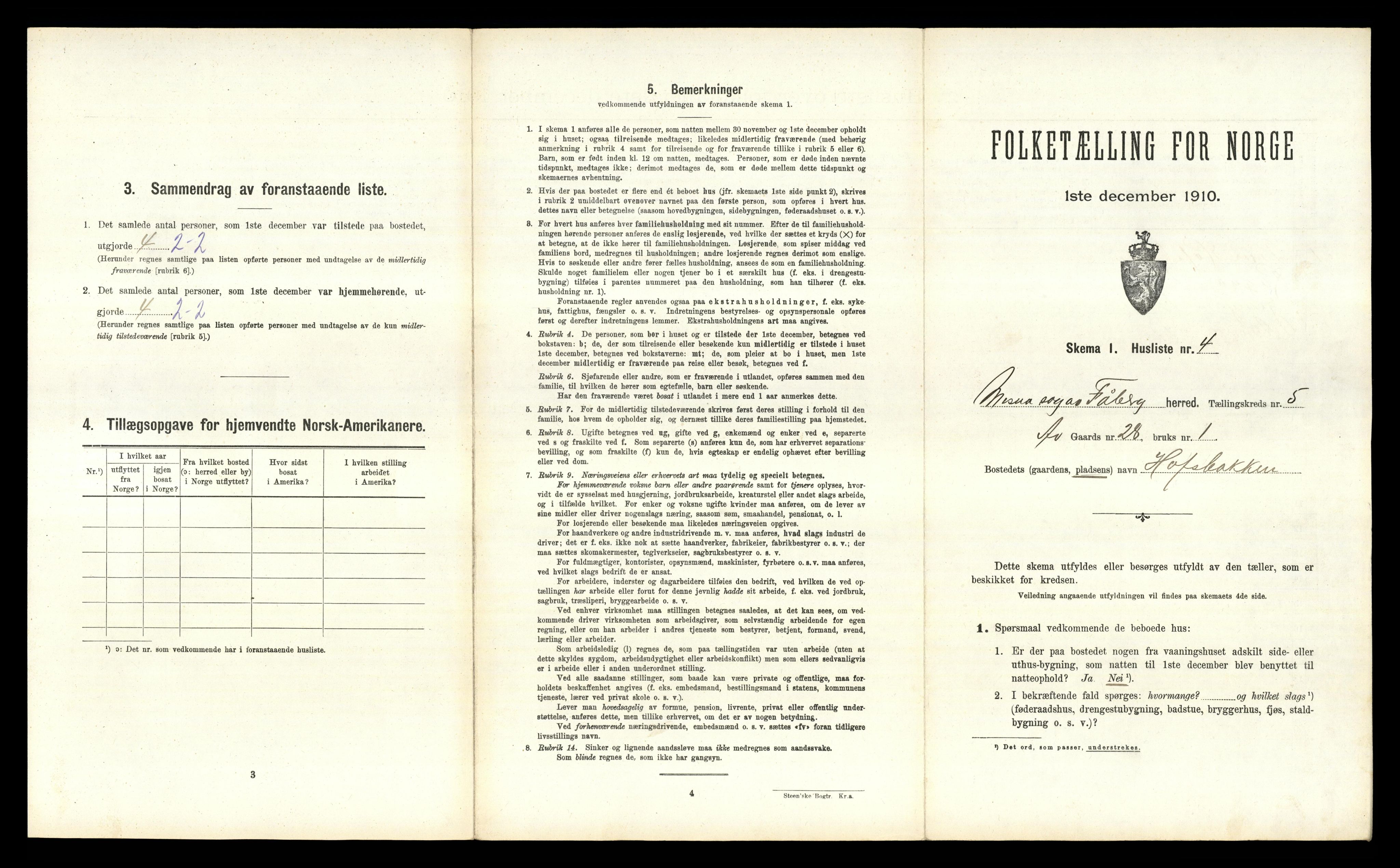 RA, 1910 census for Fåberg, 1910, p. 406