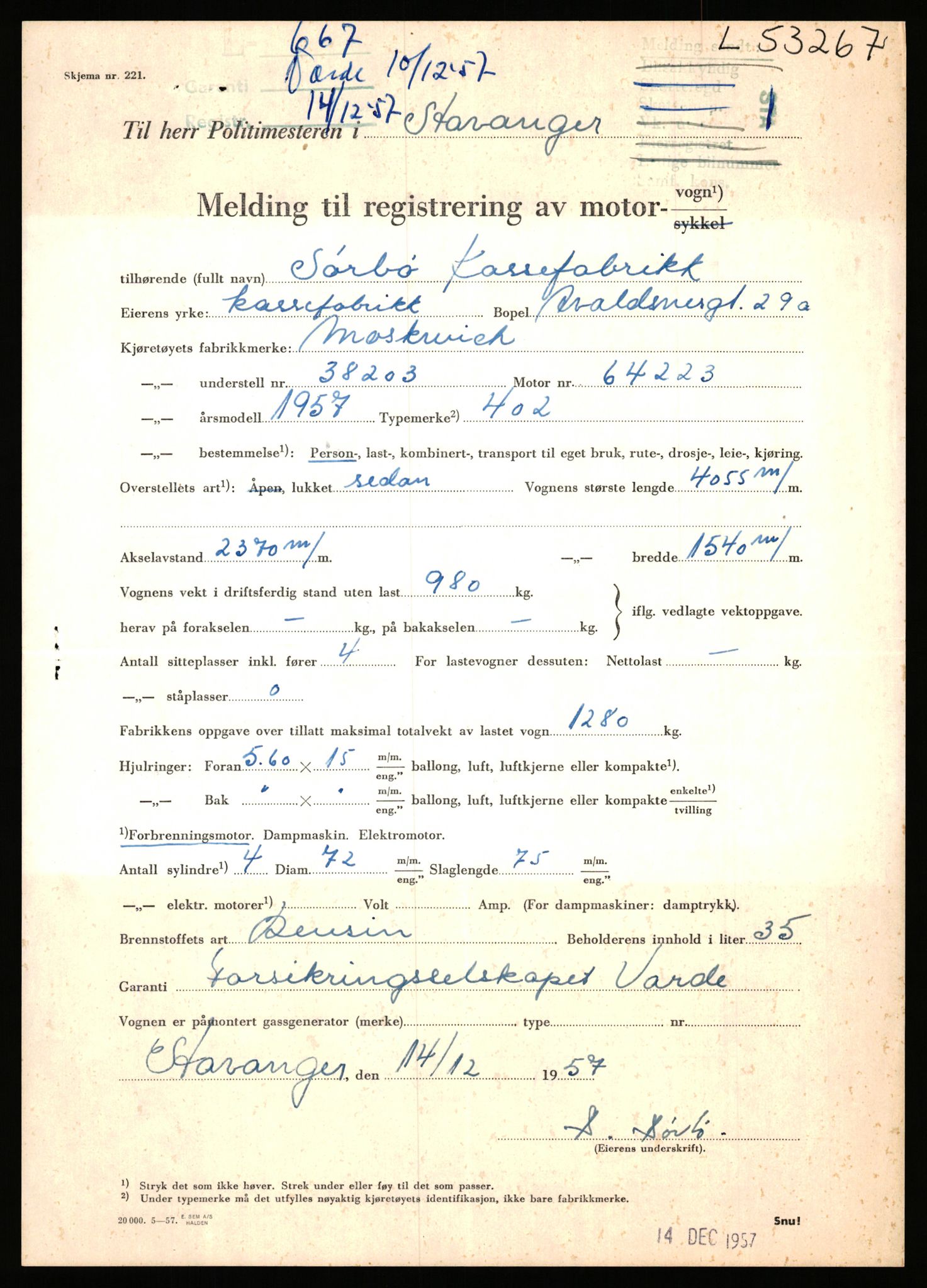 Stavanger trafikkstasjon, AV/SAST-A-101942/0/F/L0053: L-52900 - L-54199, 1930-1971, p. 981