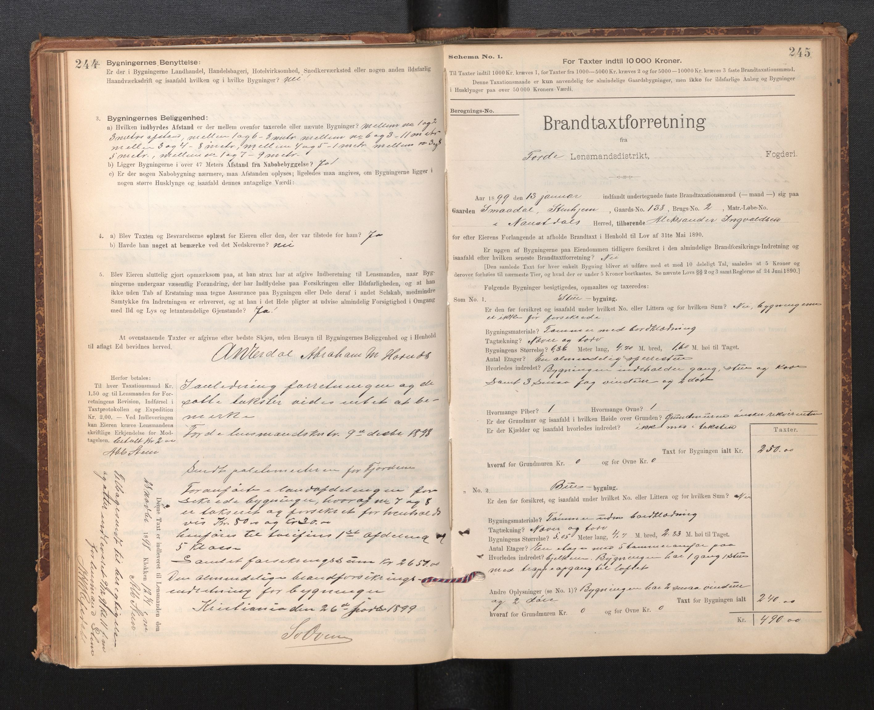 Lensmannen i Førde, SAB/A-27401/0012/L0008: Branntakstprotokoll, skjematakst, 1895-1922, p. 244-245