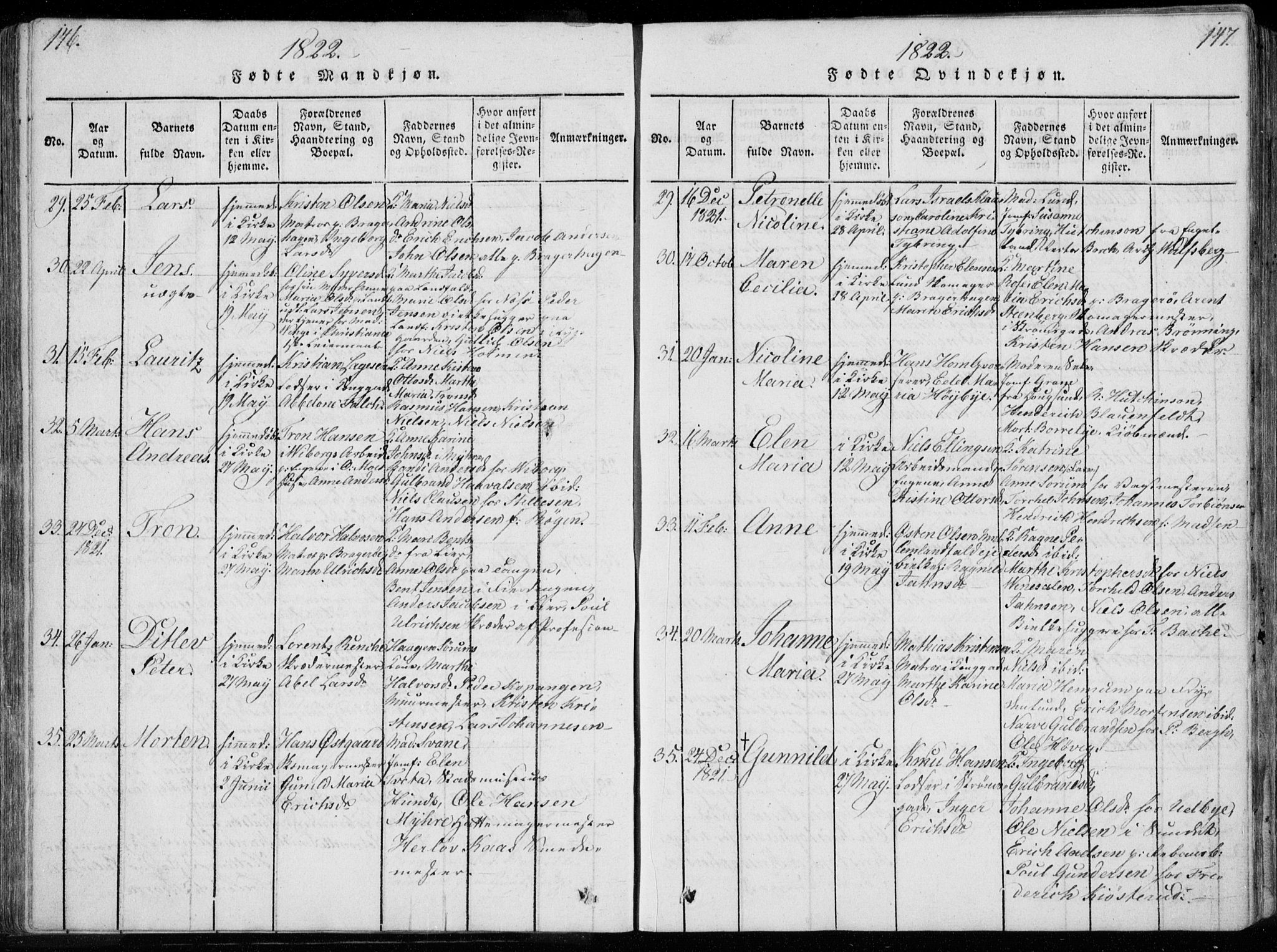 Bragernes kirkebøker, AV/SAKO-A-6/F/Fa/L0007: Parish register (official) no. I 7, 1815-1829, p. 146-147