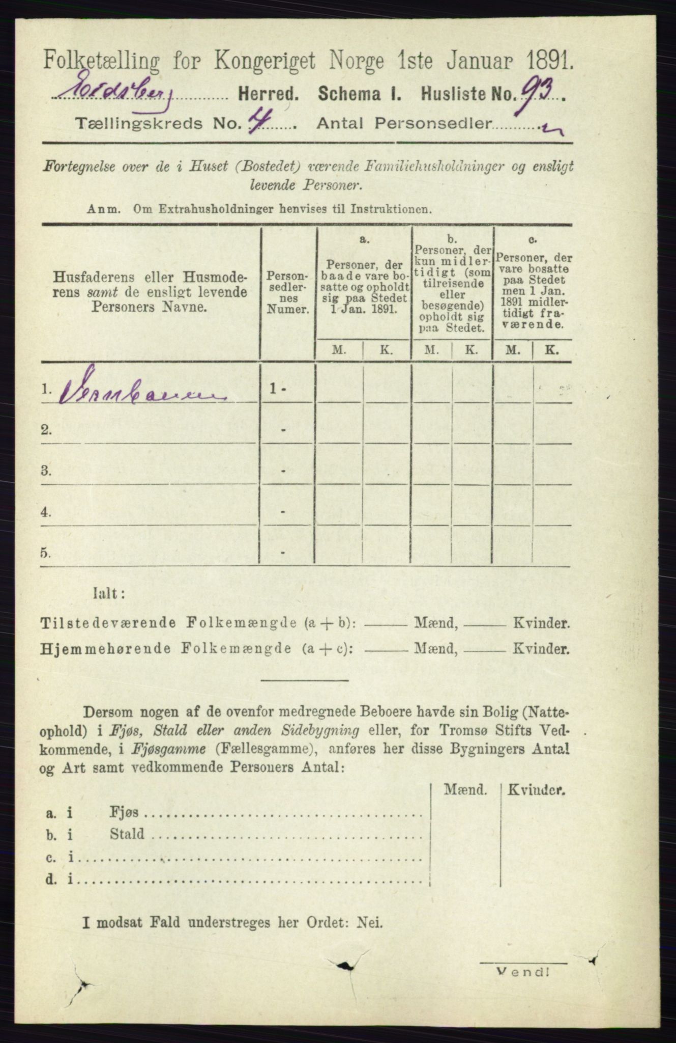 RA, 1891 census for 0125 Eidsberg, 1891, p. 2364