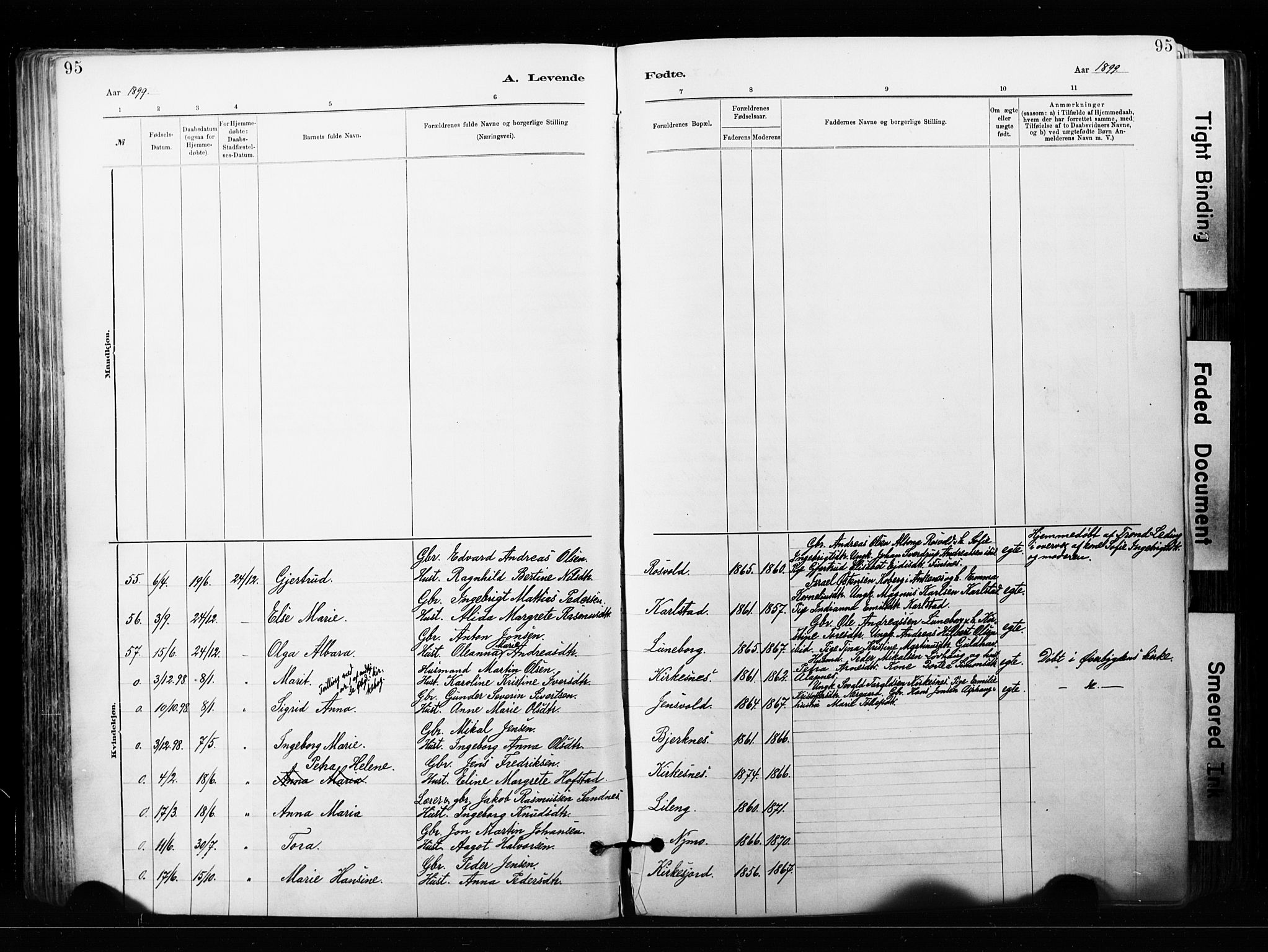 Målselv sokneprestembete, SATØ/S-1311/G/Ga/Gaa/L0007kirke: Parish register (official) no. 7, 1884-1903, p. 95
