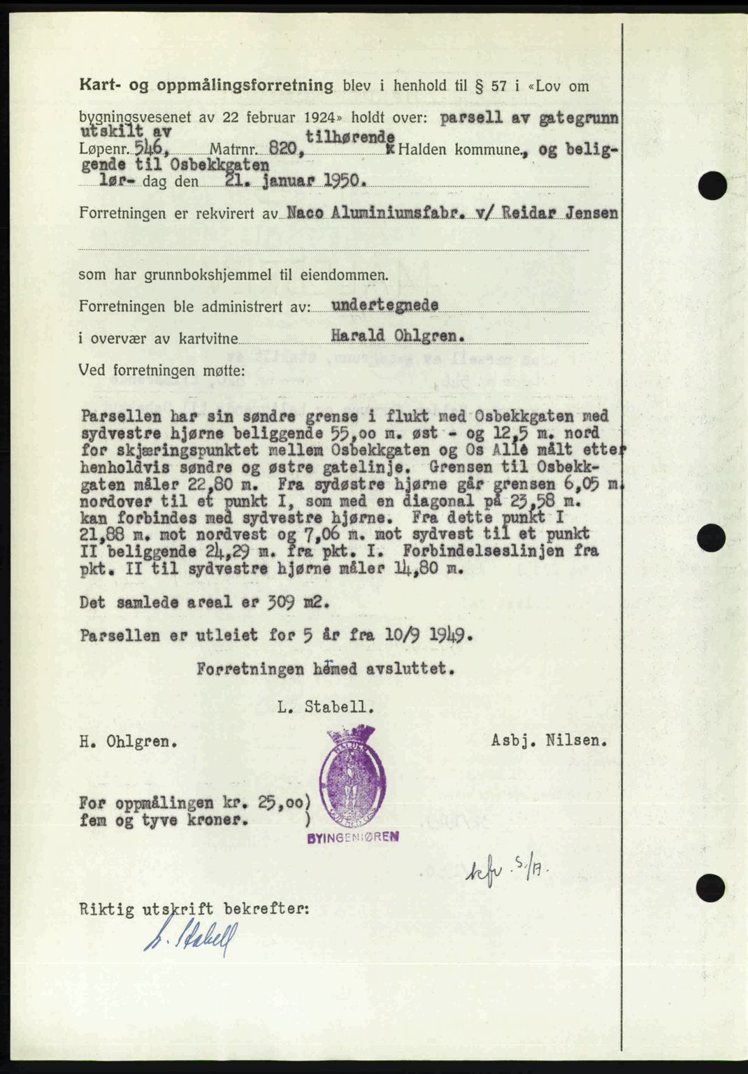 Idd og Marker sorenskriveri, AV/SAO-A-10283/G/Gb/Gbb/L0013: Mortgage book no. A13, 1949-1950, Diary no: : 195/1950