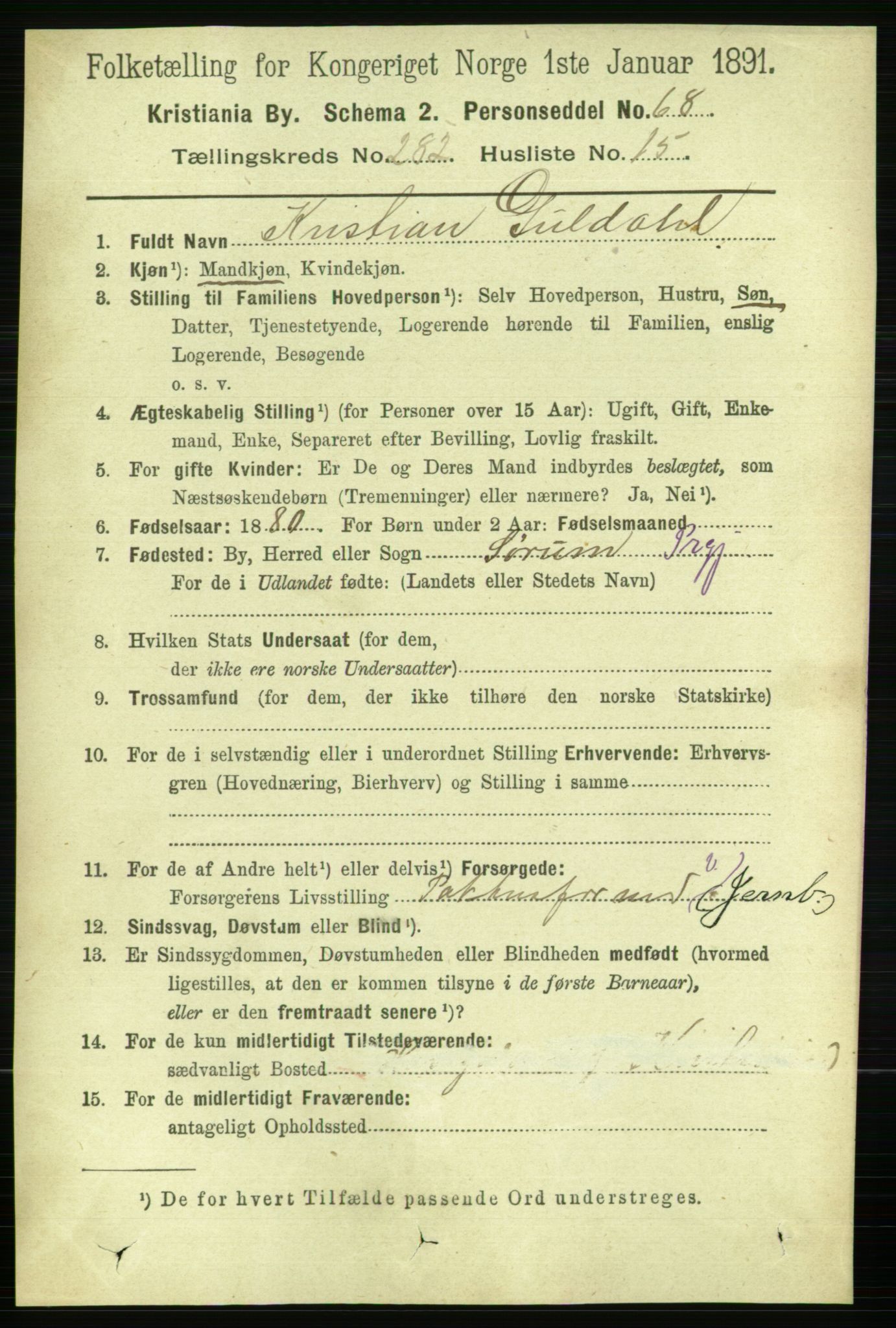 RA, 1891 census for 0301 Kristiania, 1891, p. 172181