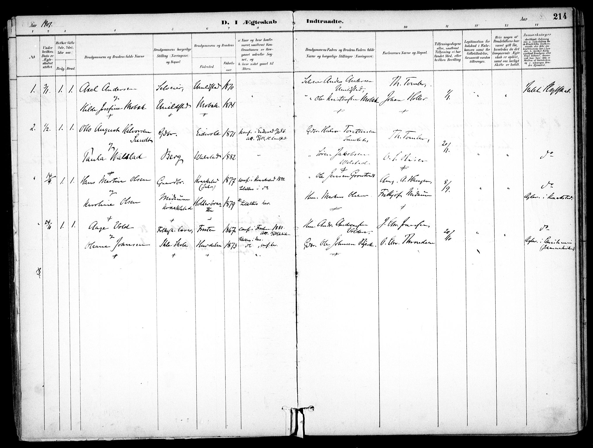 Nes prestekontor Kirkebøker, SAO/A-10410/F/Fb/L0002: Parish register (official) no. II 2, 1883-1918, p. 214