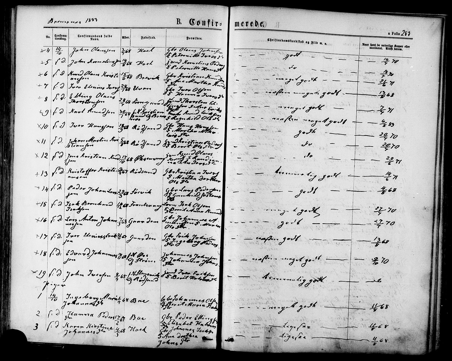 Ministerialprotokoller, klokkerbøker og fødselsregistre - Møre og Romsdal, SAT/A-1454/568/L0806: Parish register (official) no. 568A12 /3, 1878-1884, p. 283