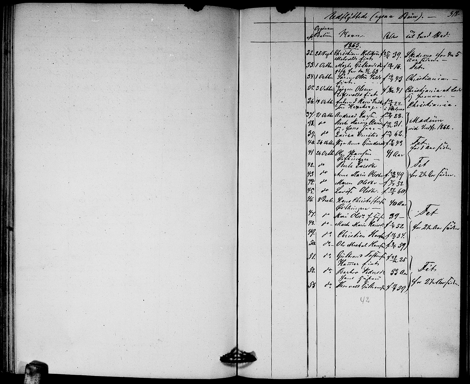 Sørum prestekontor Kirkebøker, AV/SAO-A-10303/G/Ga/L0003: Parish register (copy) no. I 3, 1846-1863, p. 318