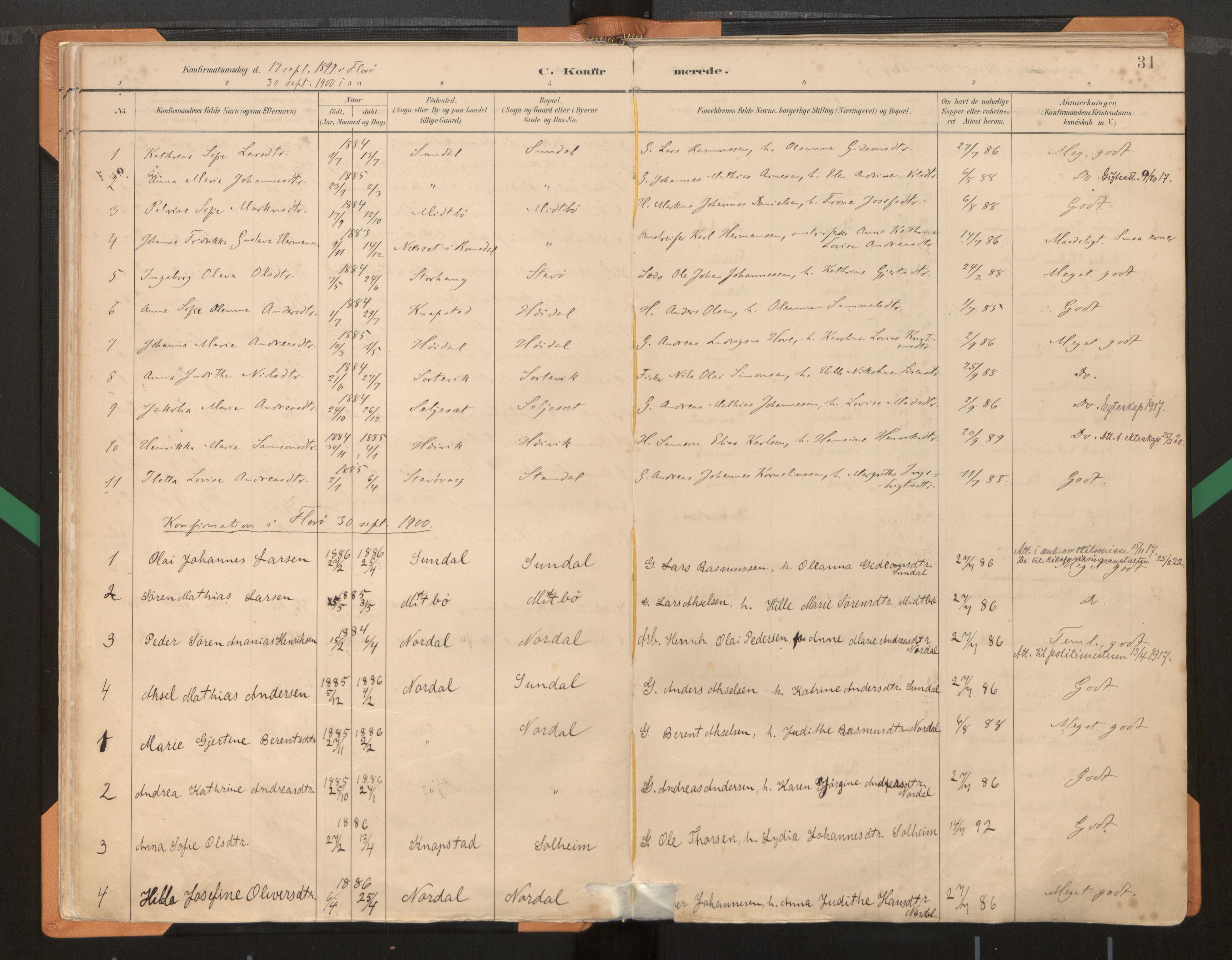 Kinn sokneprestembete, SAB/A-80801/H/Haa/Haad/L0004: Parish register (official) no. D 4, 1883-1944, p. 31