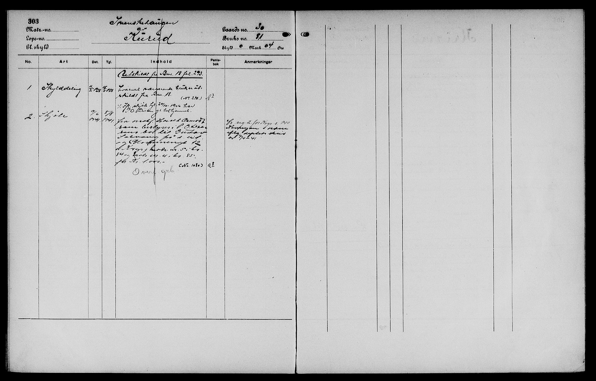 Vinger og Odal sorenskriveri, SAH/TING-022/H/Ha/Hac/Hacc/L0005: Mortgage register no. 3.5, 1923, p. 303