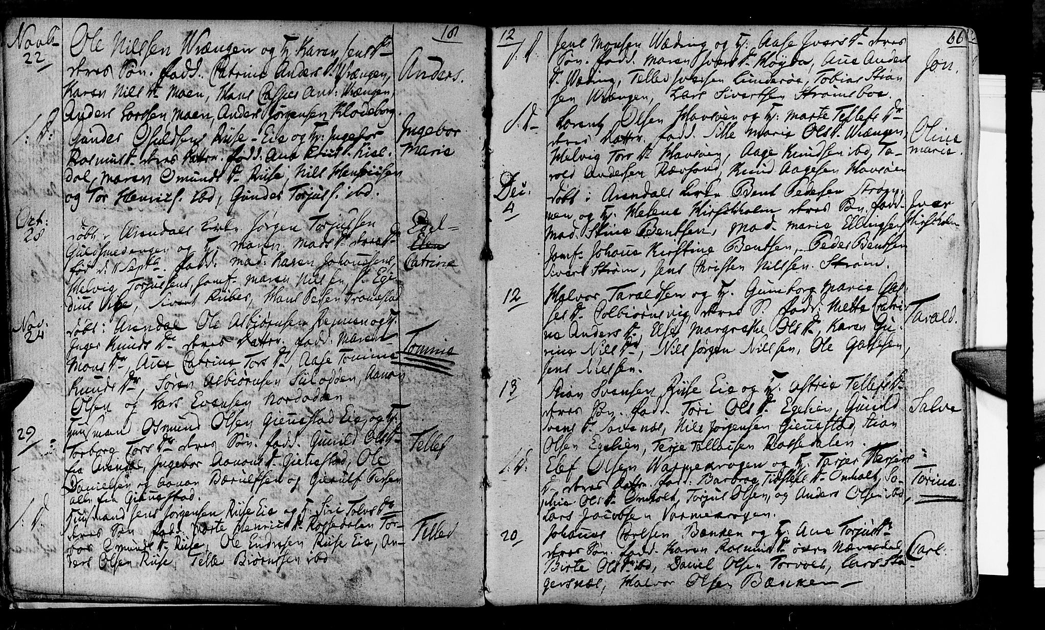 Øyestad sokneprestkontor, SAK/1111-0049/F/Fa/L0011: Parish register (official) no. A 11, 1805-1824, p. 66