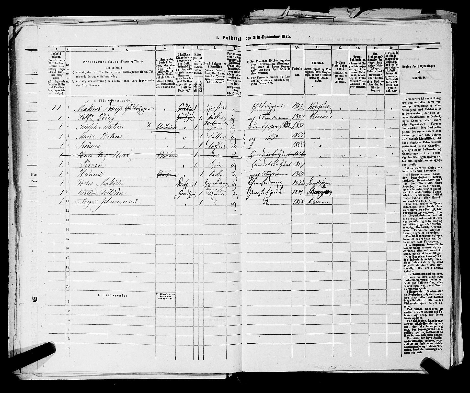 SAKO, 1875 census for 0602 Drammen, 1875, p. 2730