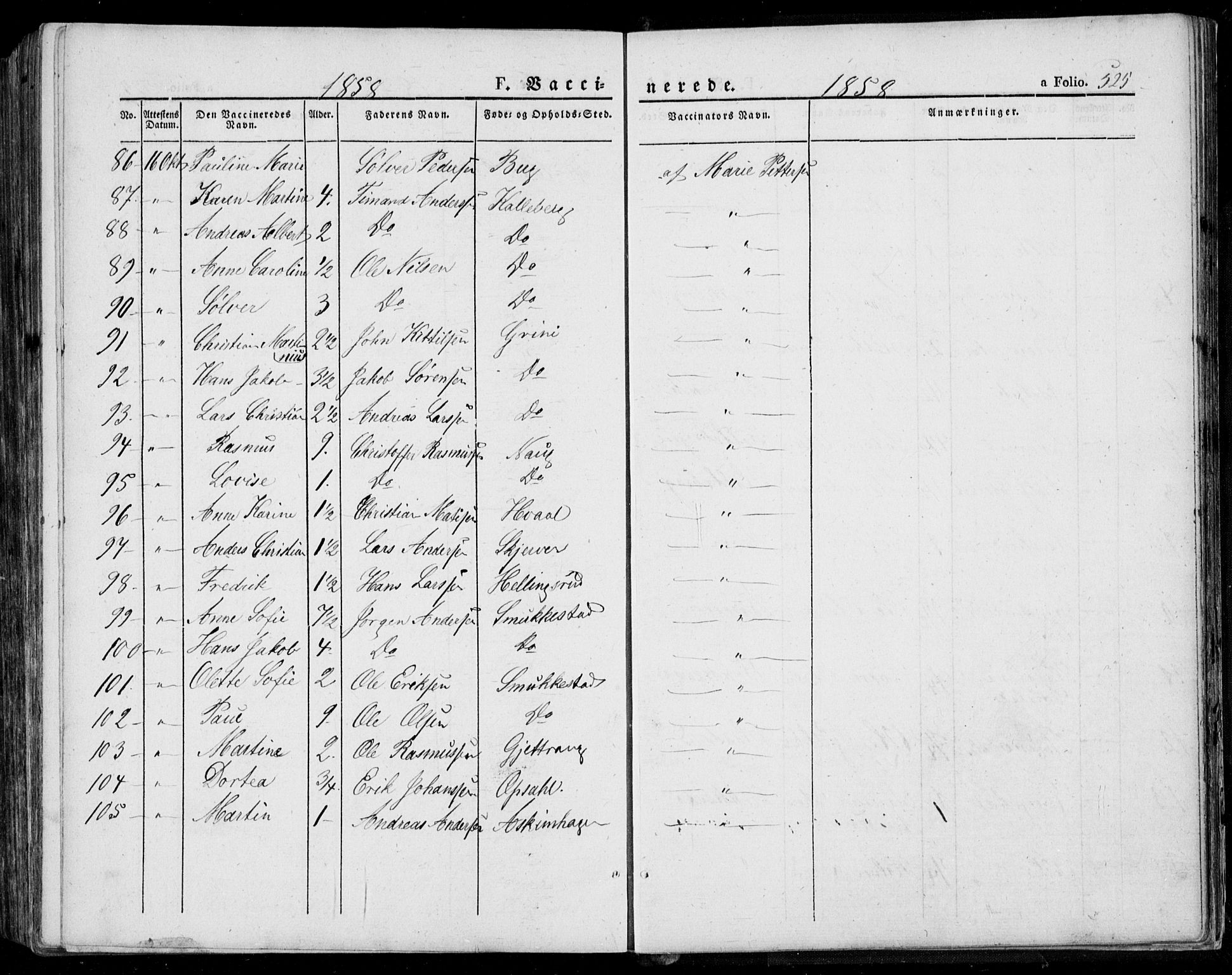 Lardal kirkebøker, AV/SAKO-A-350/F/Fa/L0006: Parish register (official) no. I 6, 1835-1860, p. 525