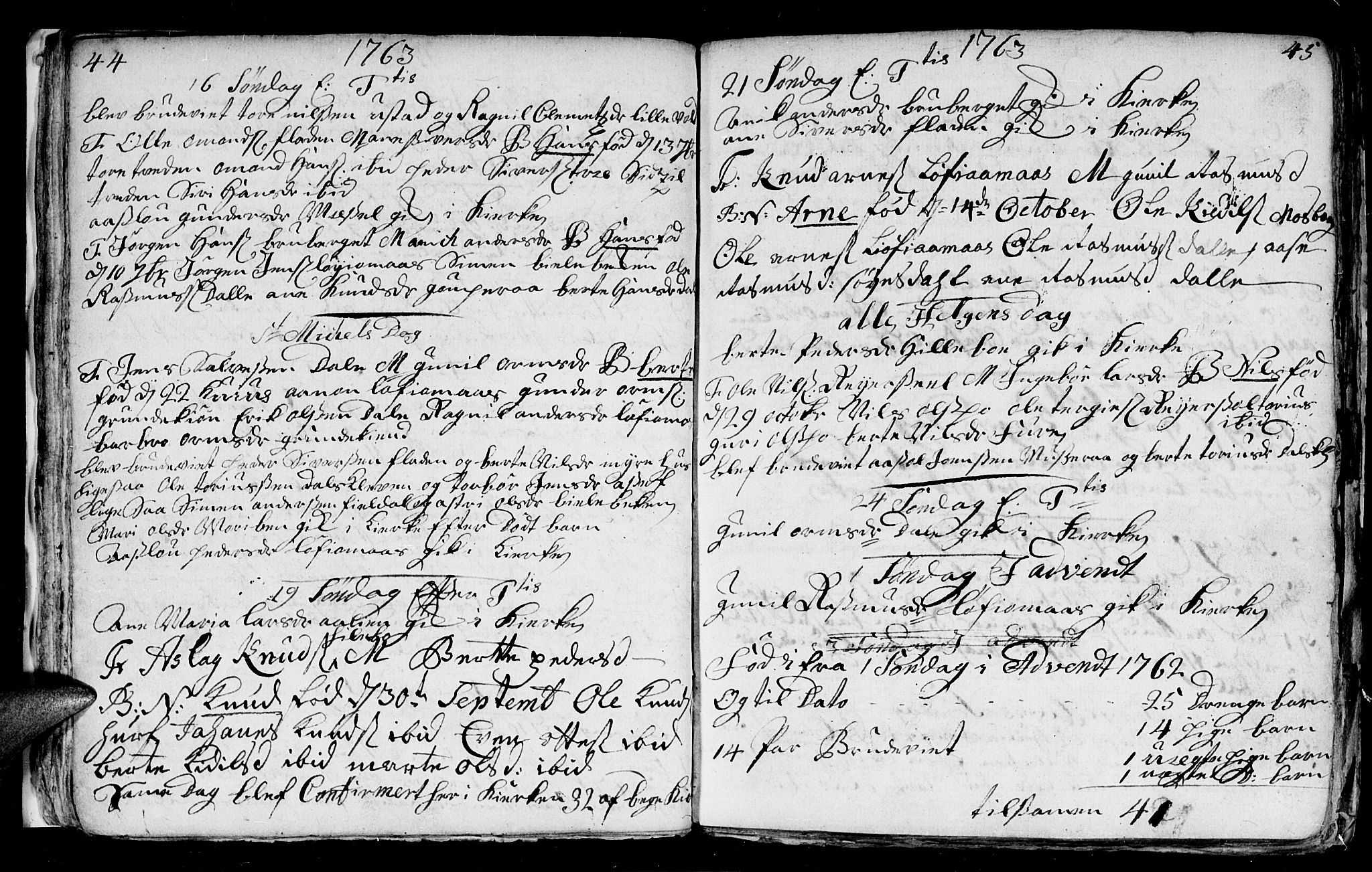 Froland sokneprestkontor, AV/SAK-1111-0013/F/Fb/L0003: Parish register (copy) no. B 3, 1759-1776, p. 44-45