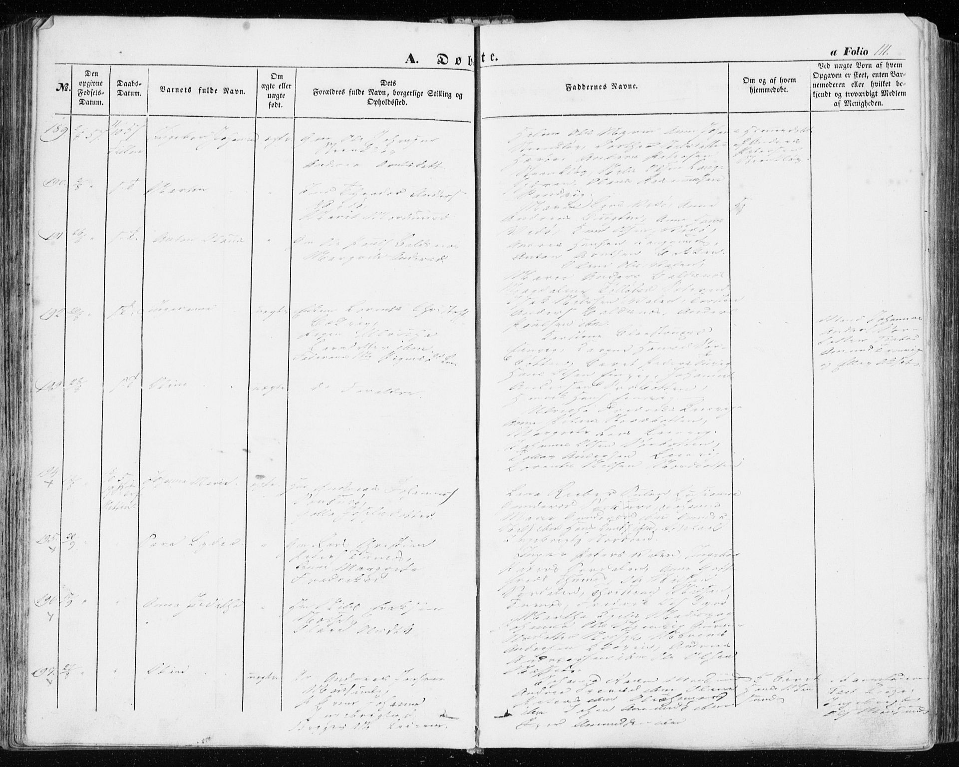 Ministerialprotokoller, klokkerbøker og fødselsregistre - Sør-Trøndelag, AV/SAT-A-1456/634/L0530: Parish register (official) no. 634A06, 1852-1860, p. 111