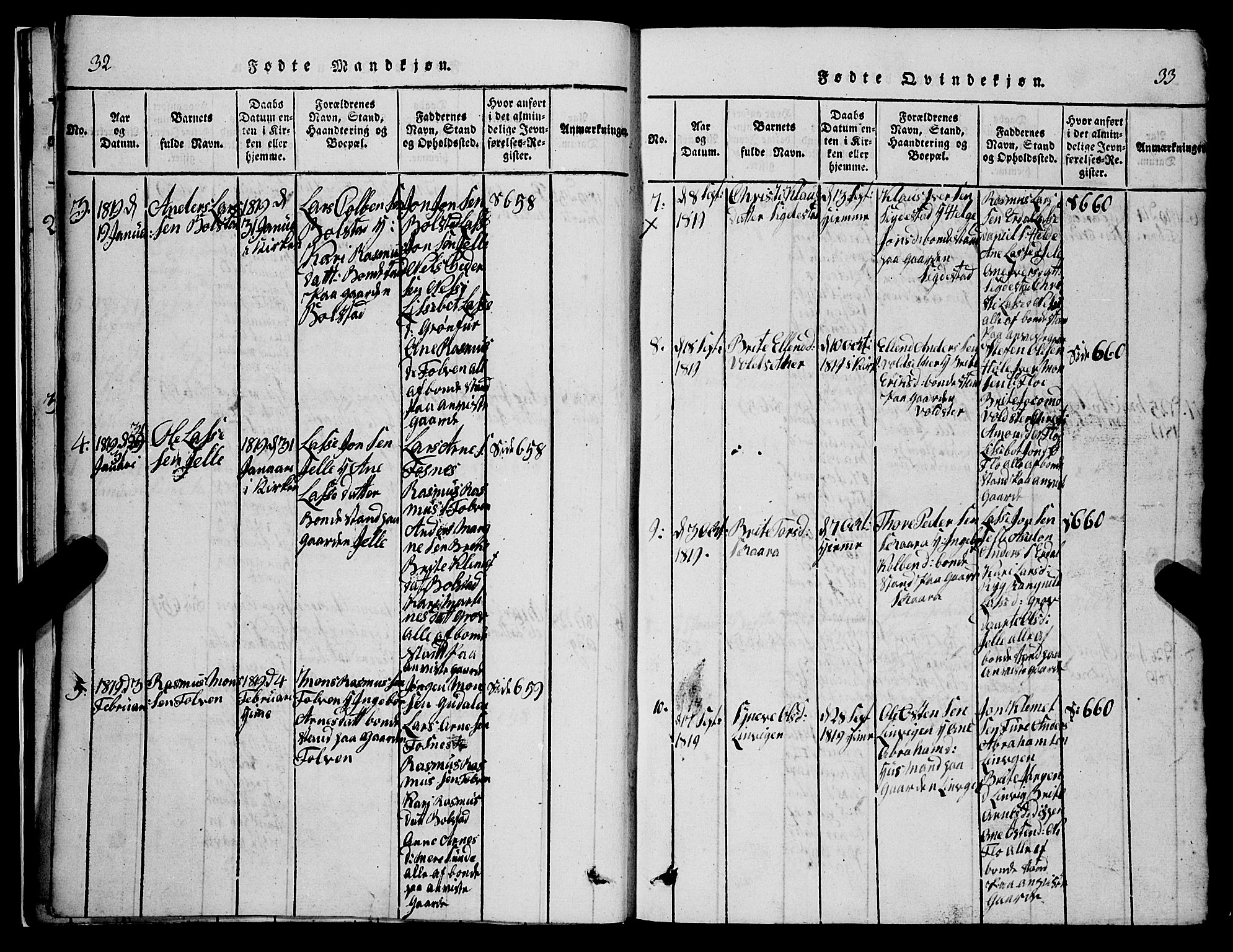 Stryn Sokneprestembete, AV/SAB-A-82501: Parish register (copy) no. C 1, 1801-1845, p. 32-33