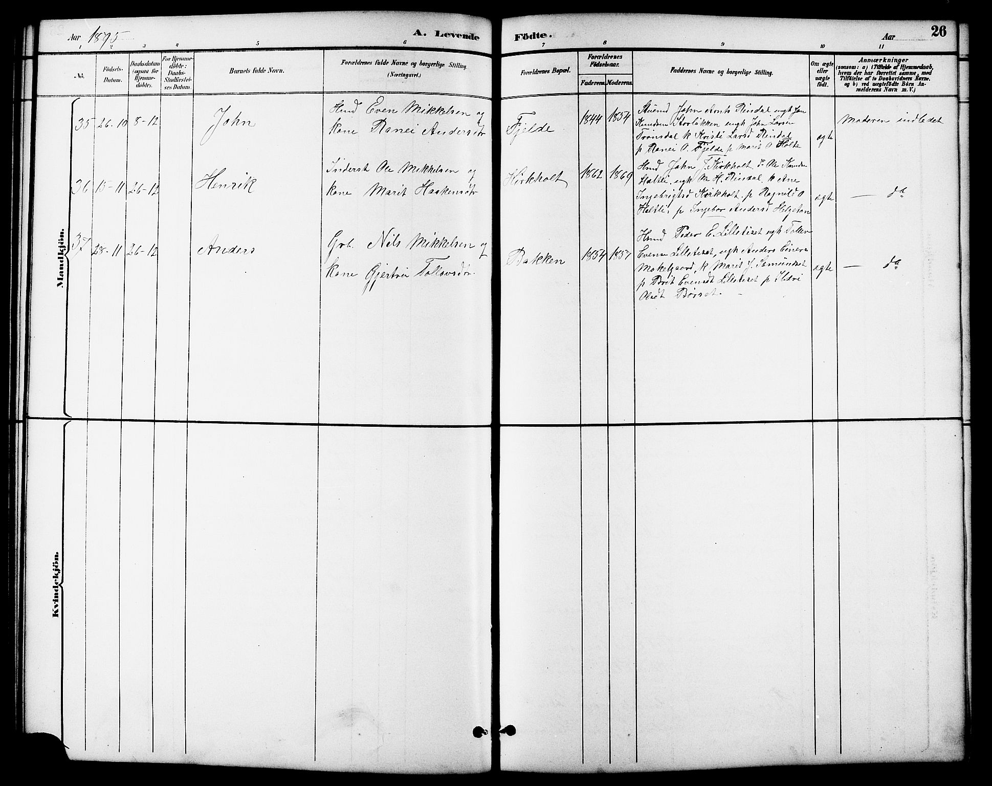 Ministerialprotokoller, klokkerbøker og fødselsregistre - Møre og Romsdal, SAT/A-1454/598/L1078: Parish register (copy) no. 598C03, 1892-1909, p. 26