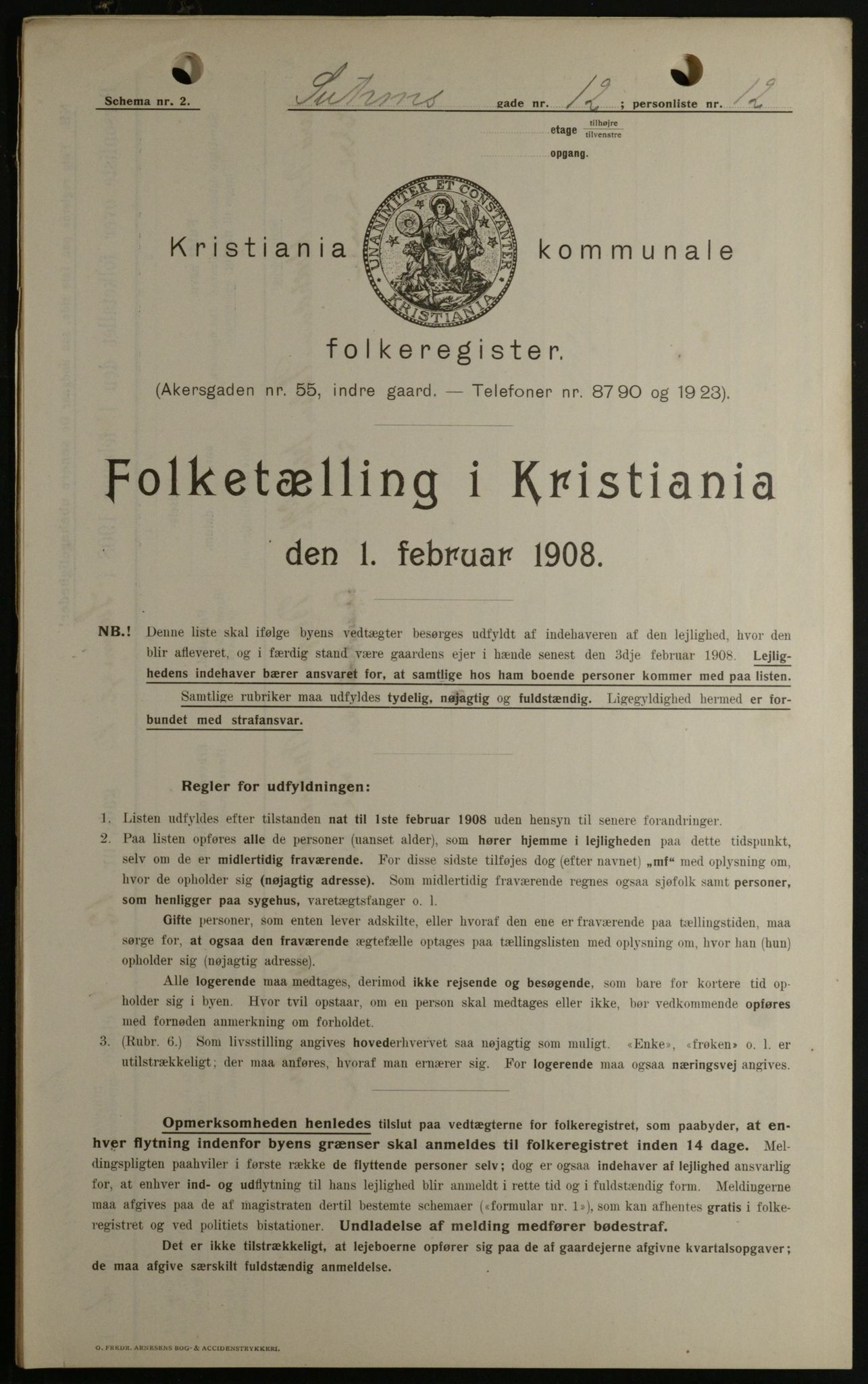 OBA, Municipal Census 1908 for Kristiania, 1908, p. 94101