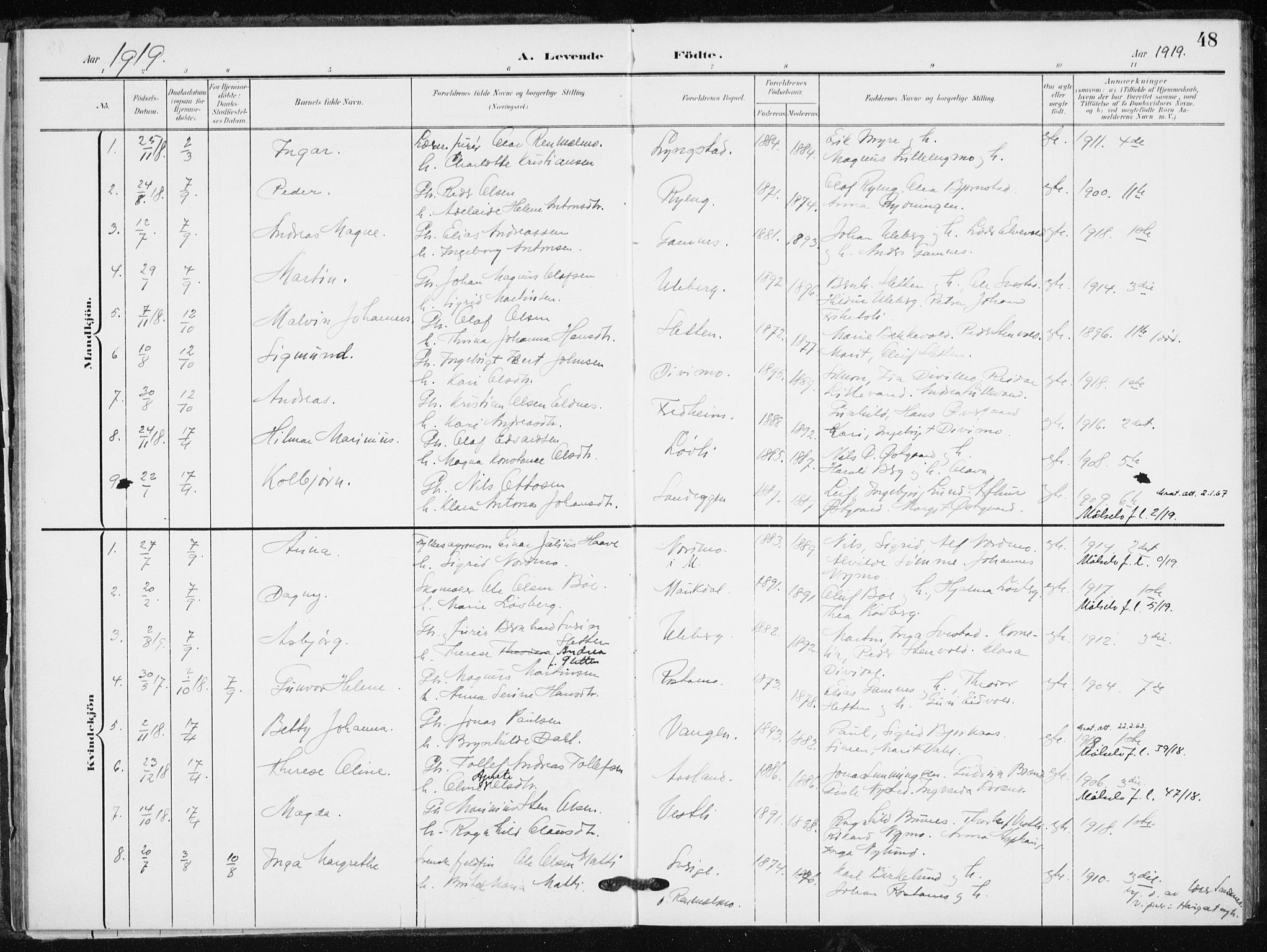 Målselv sokneprestembete, SATØ/S-1311/G/Ga/Gaa/L0012kirke: Parish register (official) no. 12, 1903-1920, p. 48
