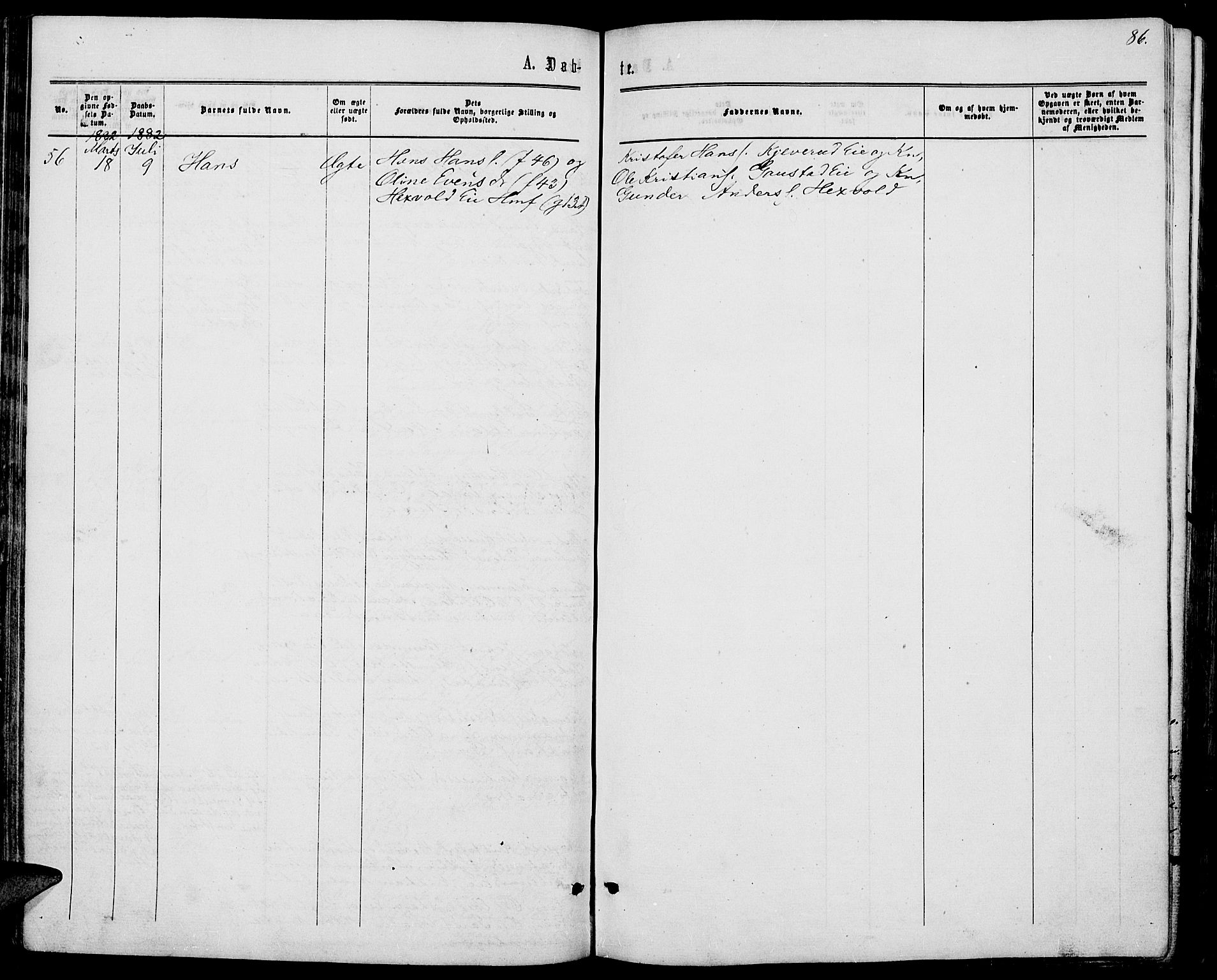 Stange prestekontor, AV/SAH-PREST-002/L/L0006: Parish register (copy) no. 6, 1864-1882, p. 86