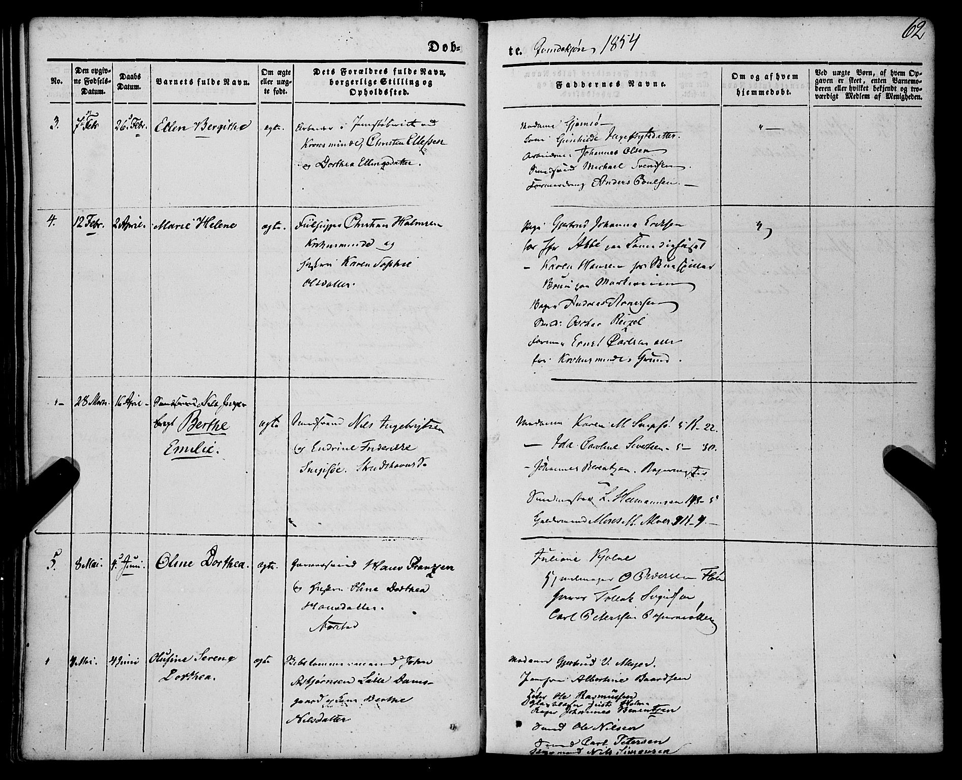 St. Jørgens hospital og Årstad sokneprestembete, AV/SAB-A-99934: Parish register (official) no. A 4, 1844-1863, p. 62