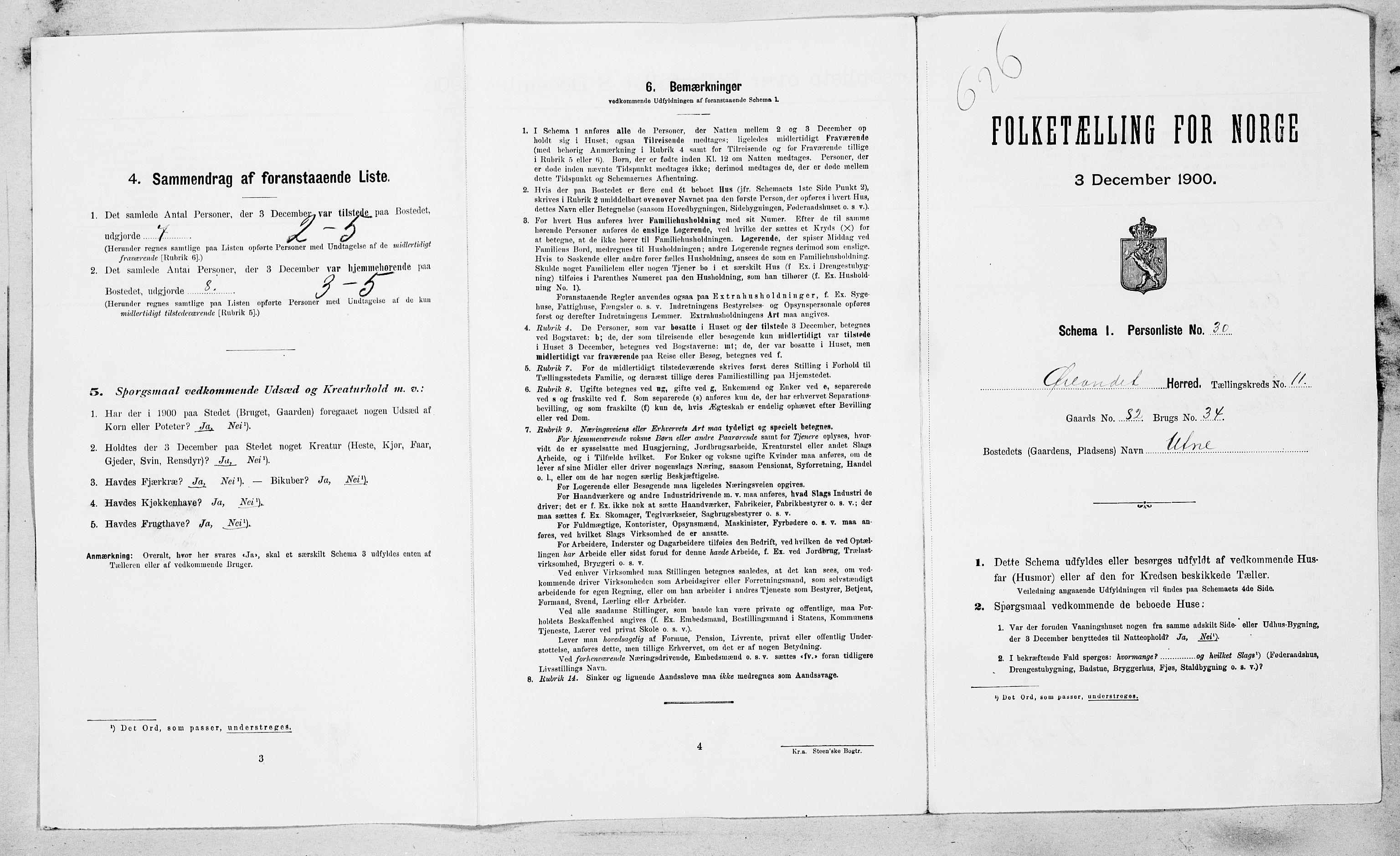 SAT, 1900 census for Ørland, 1900, p. 1227