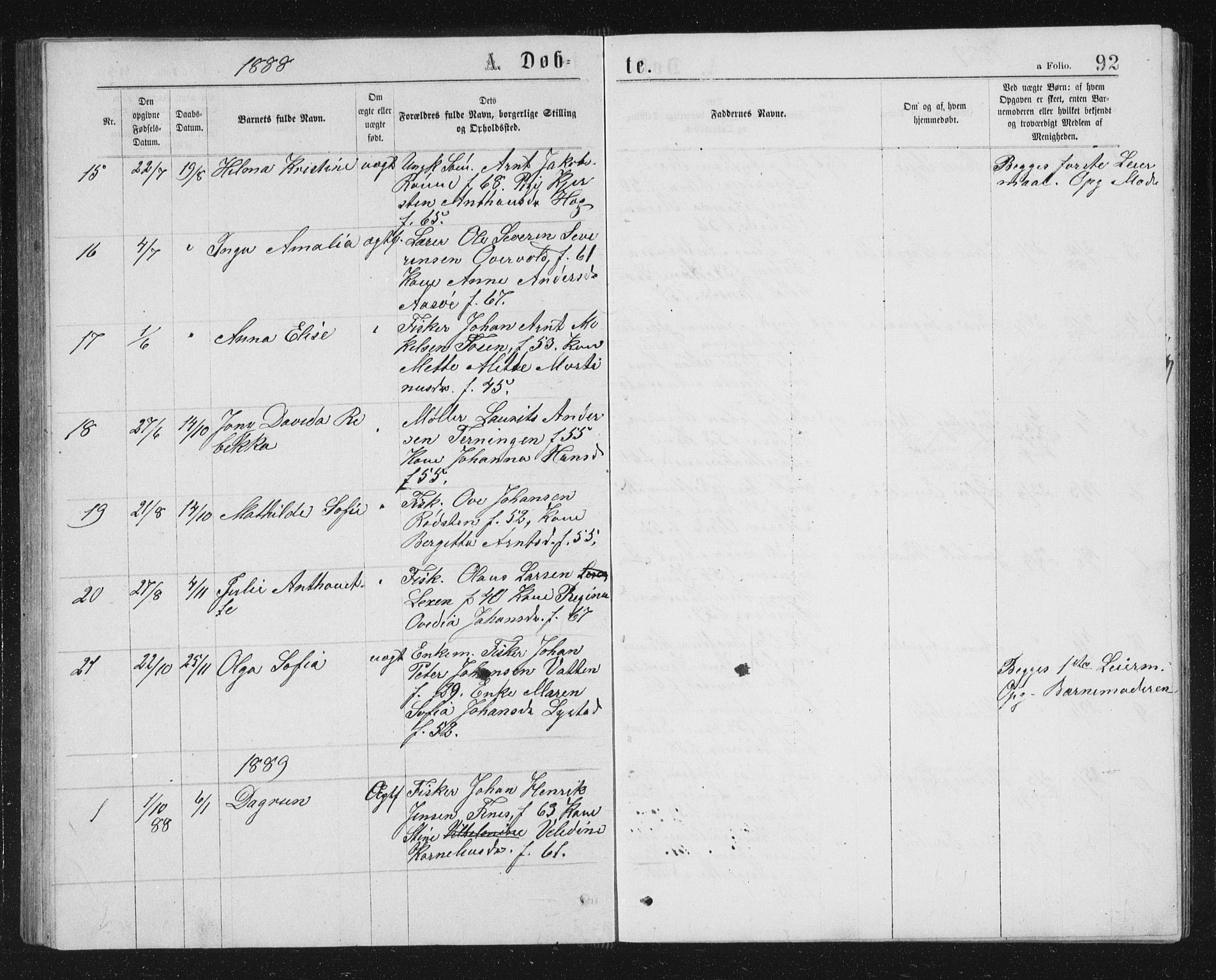 Ministerialprotokoller, klokkerbøker og fødselsregistre - Sør-Trøndelag, SAT/A-1456/662/L0756: Parish register (copy) no. 662C01, 1869-1891, p. 92