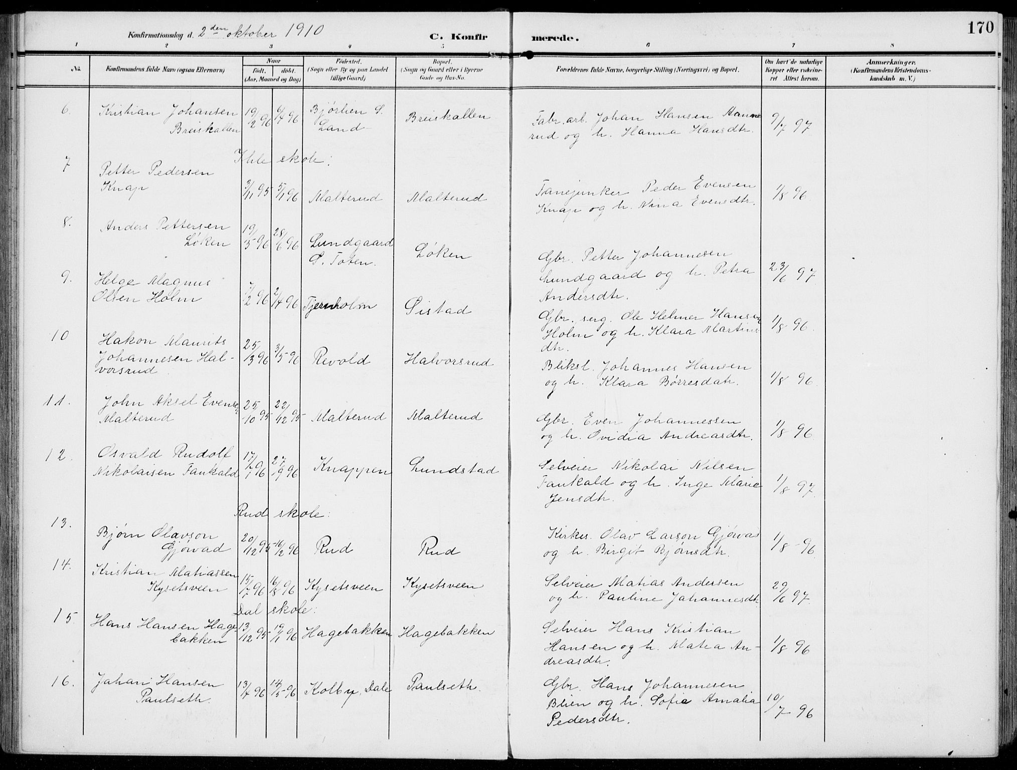 Vestre Toten prestekontor, AV/SAH-PREST-108/H/Ha/Haa/L0014: Parish register (official) no. 14, 1907-1920, p. 170