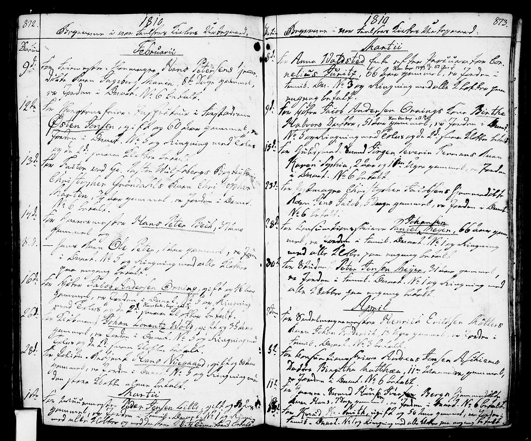 Oslo domkirke Kirkebøker, SAO/A-10752/F/Fa/L0006: Parish register (official) no. 6, 1807-1817, p. 872-873