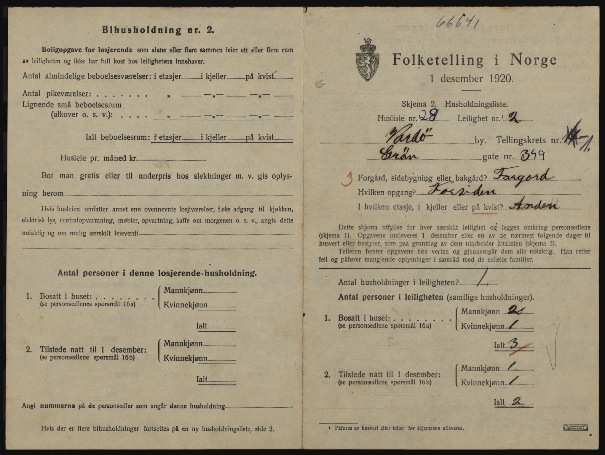 SATØ, 1920 census for Vardø, 1920, p. 1053