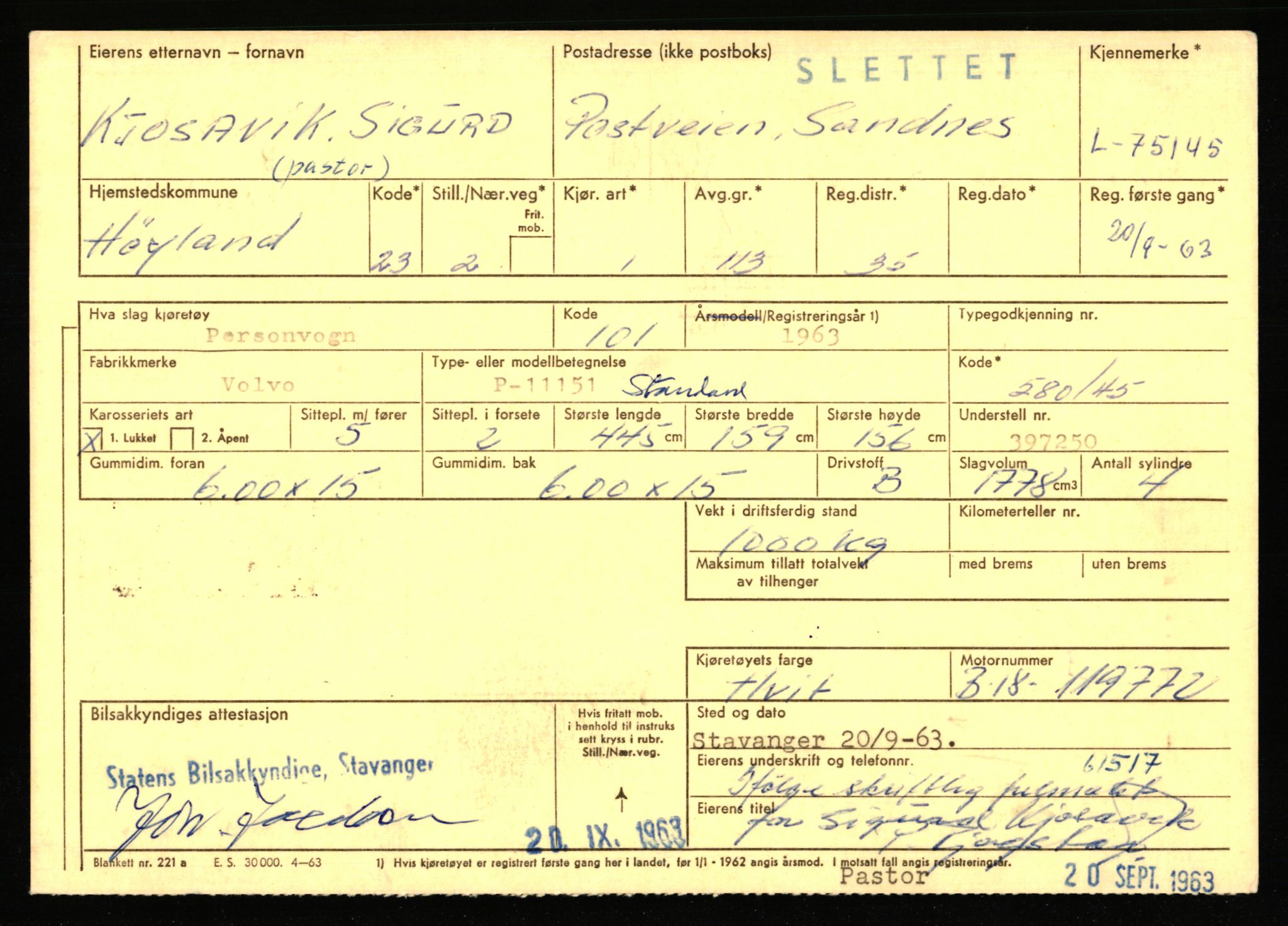 Stavanger trafikkstasjon, AV/SAST-A-101942/0/F/L0068: L-75000 - L-76799, 1930-1971, p. 187