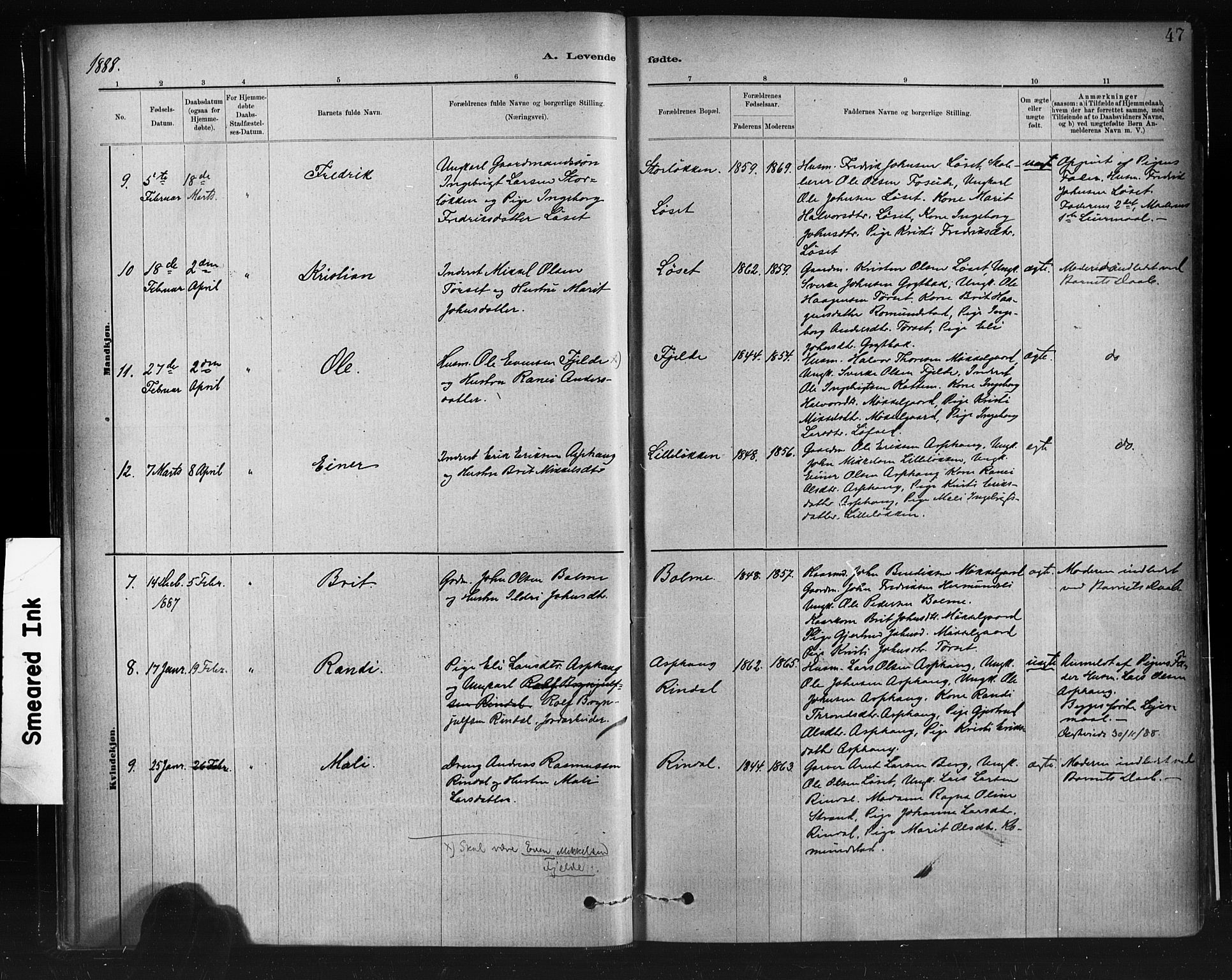 Ministerialprotokoller, klokkerbøker og fødselsregistre - Møre og Romsdal, AV/SAT-A-1454/598/L1069: Parish register (official) no. 598A03, 1882-1895, p. 47