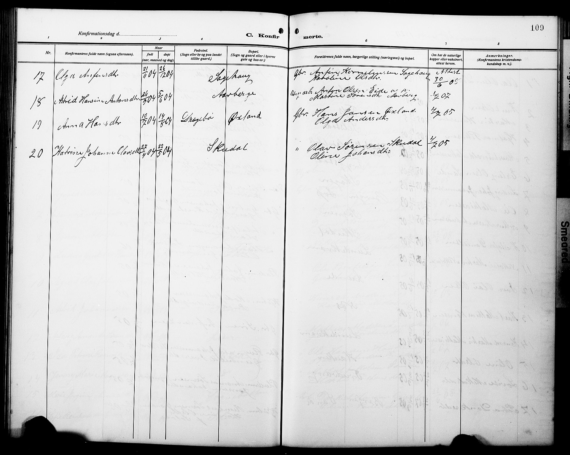 Gaular sokneprestembete, AV/SAB-A-80001/H/Hab: Parish register (copy) no. A 5, 1912-1930, p. 109