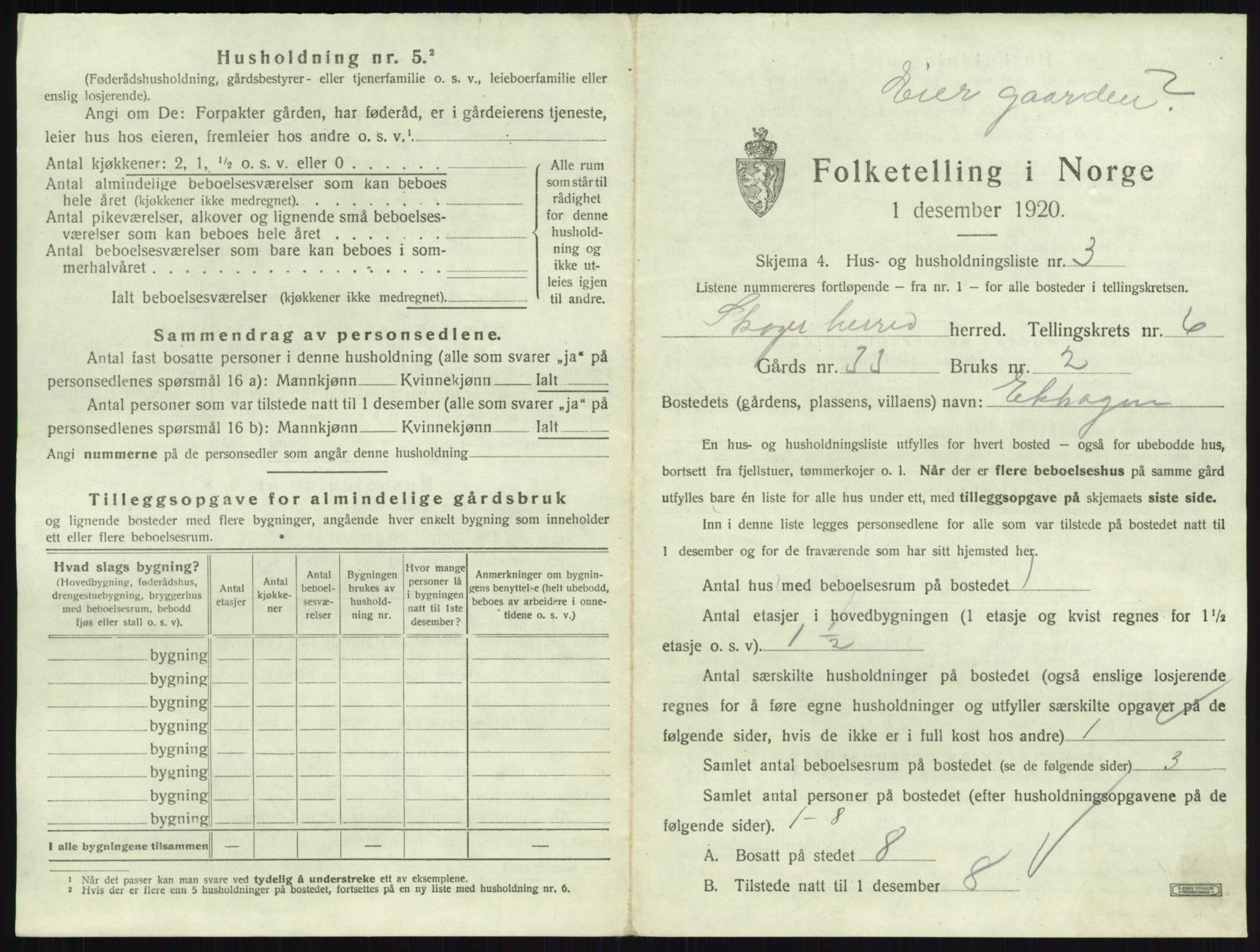 SAKO, 1920 census for Skoger, 1920, p. 1320