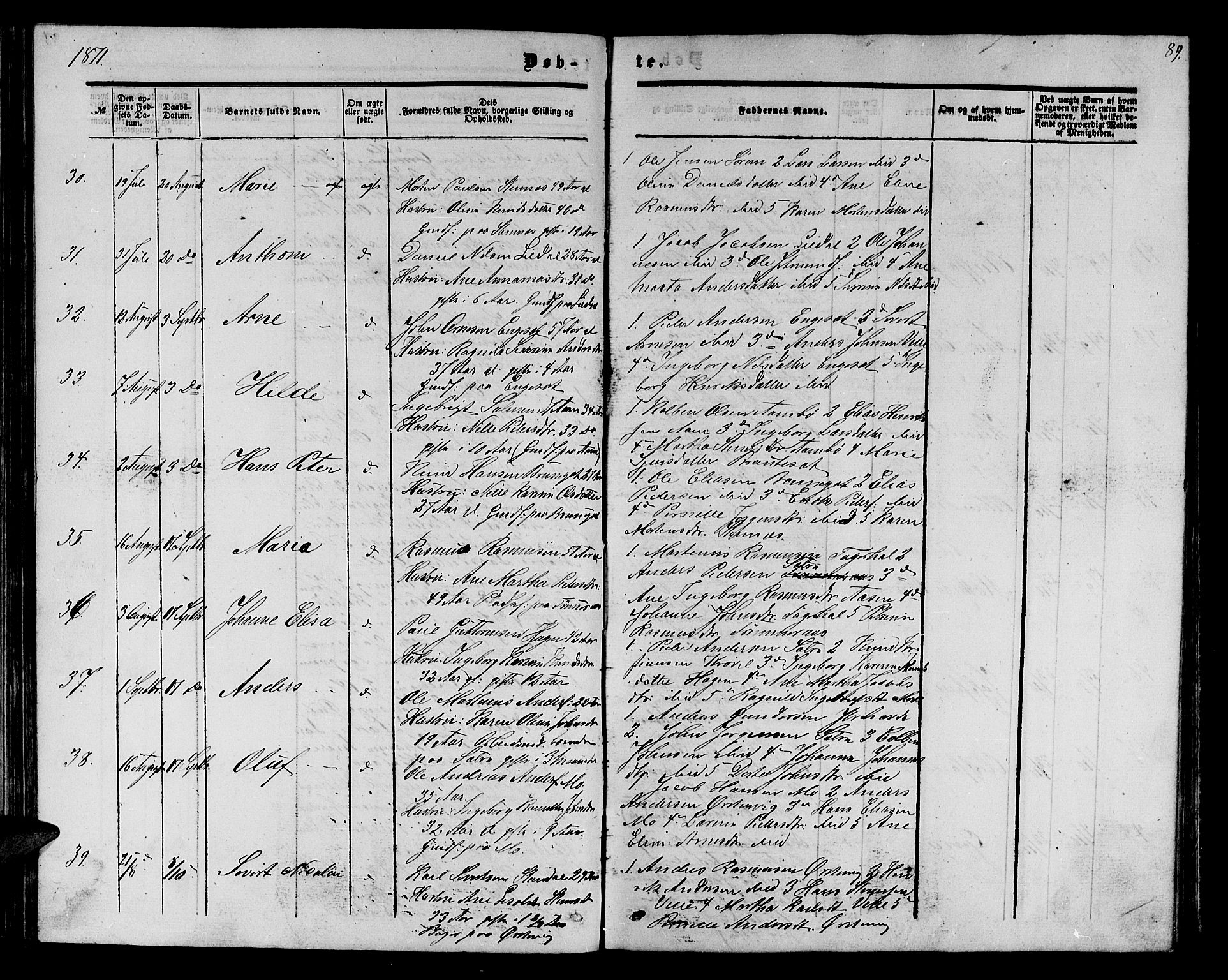 Ministerialprotokoller, klokkerbøker og fødselsregistre - Møre og Romsdal, AV/SAT-A-1454/513/L0188: Parish register (copy) no. 513C02, 1865-1882, p. 89