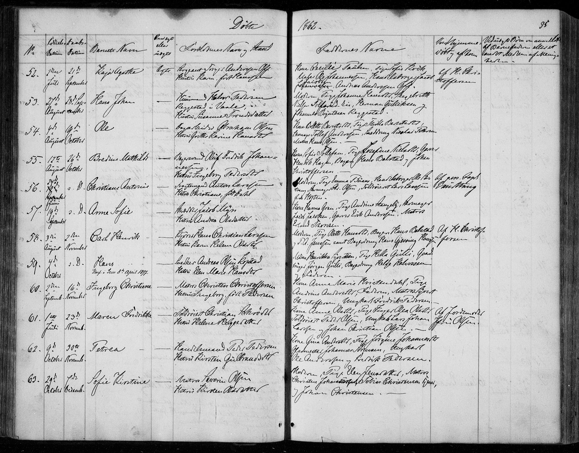 Holmestrand kirkebøker, SAKO/A-346/F/Fa/L0002: Parish register (official) no. 2, 1840-1866, p. 95