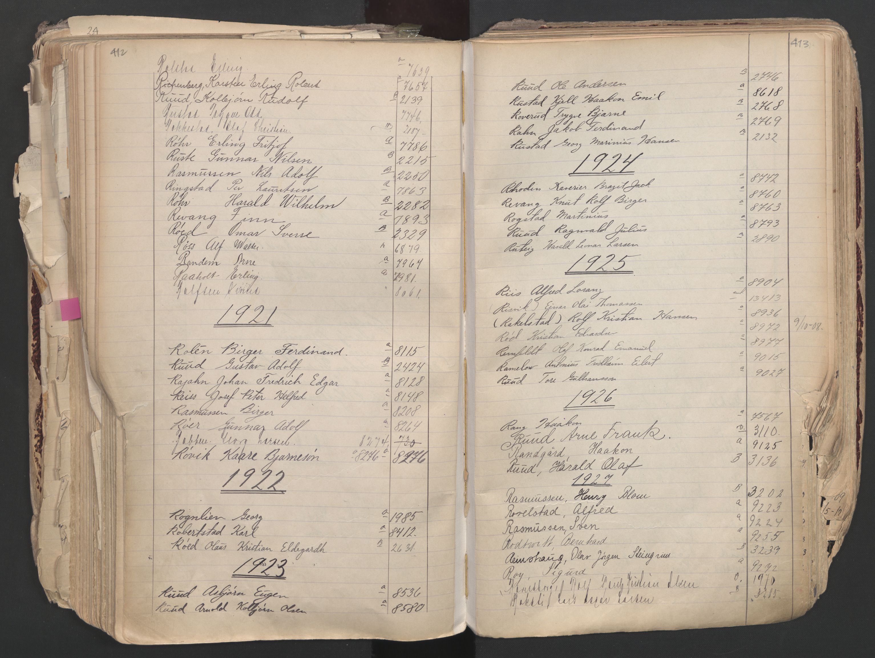 Oslo sjømannskontor, AV/SAO-A-10595/F/Fa/L0003: Register for Oslo mønstringskrets, 1891-1948, p. 412-413