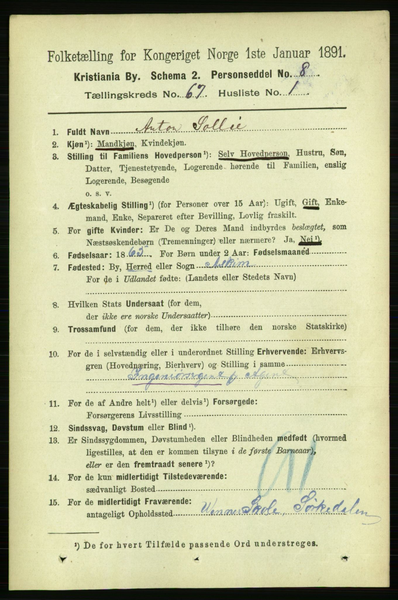 RA, 1891 census for 0301 Kristiania, 1891, p. 36438